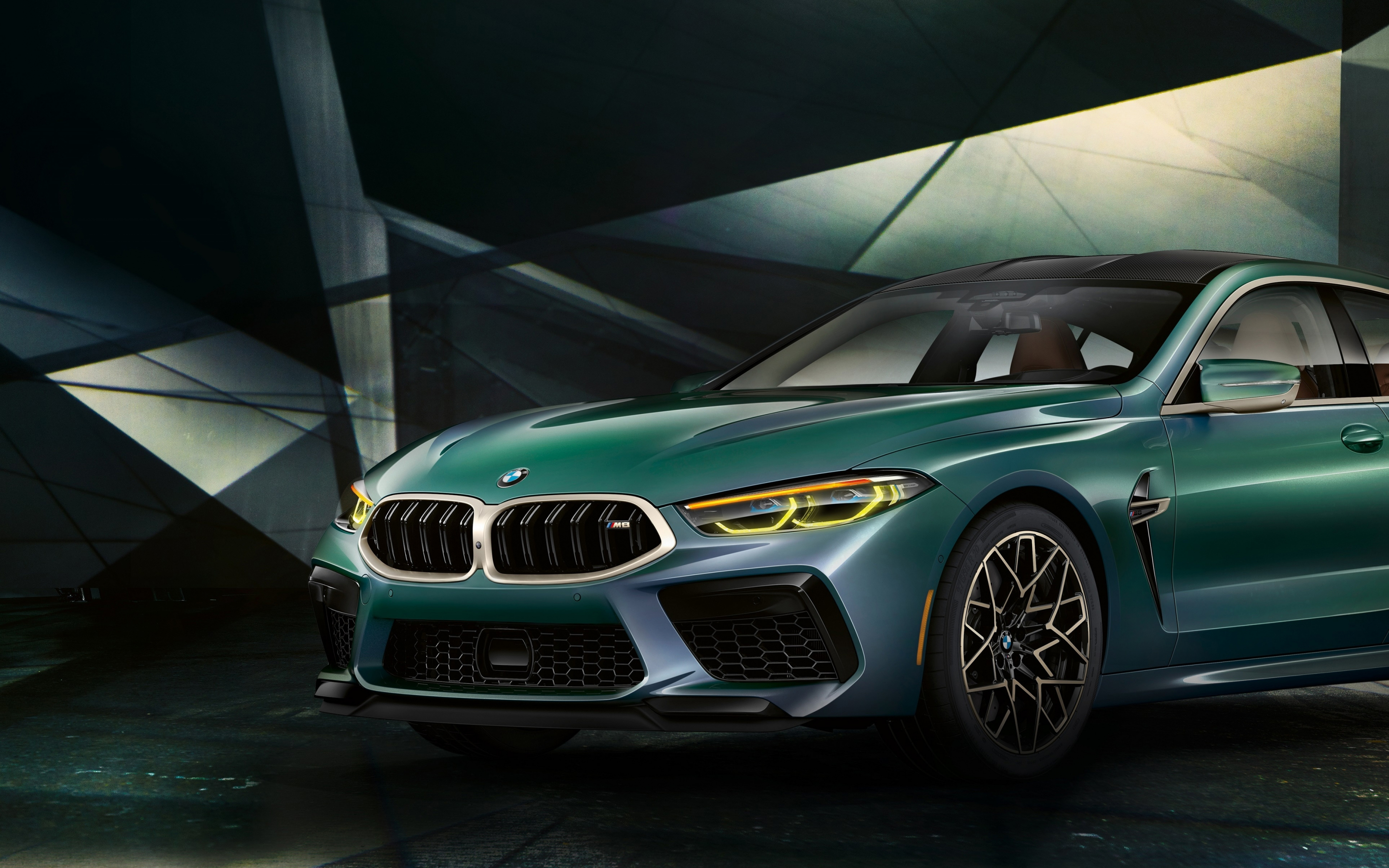 2020 car, BMW M8 Gran Coupe First Edition, green car, 2880x1800 wallpaper