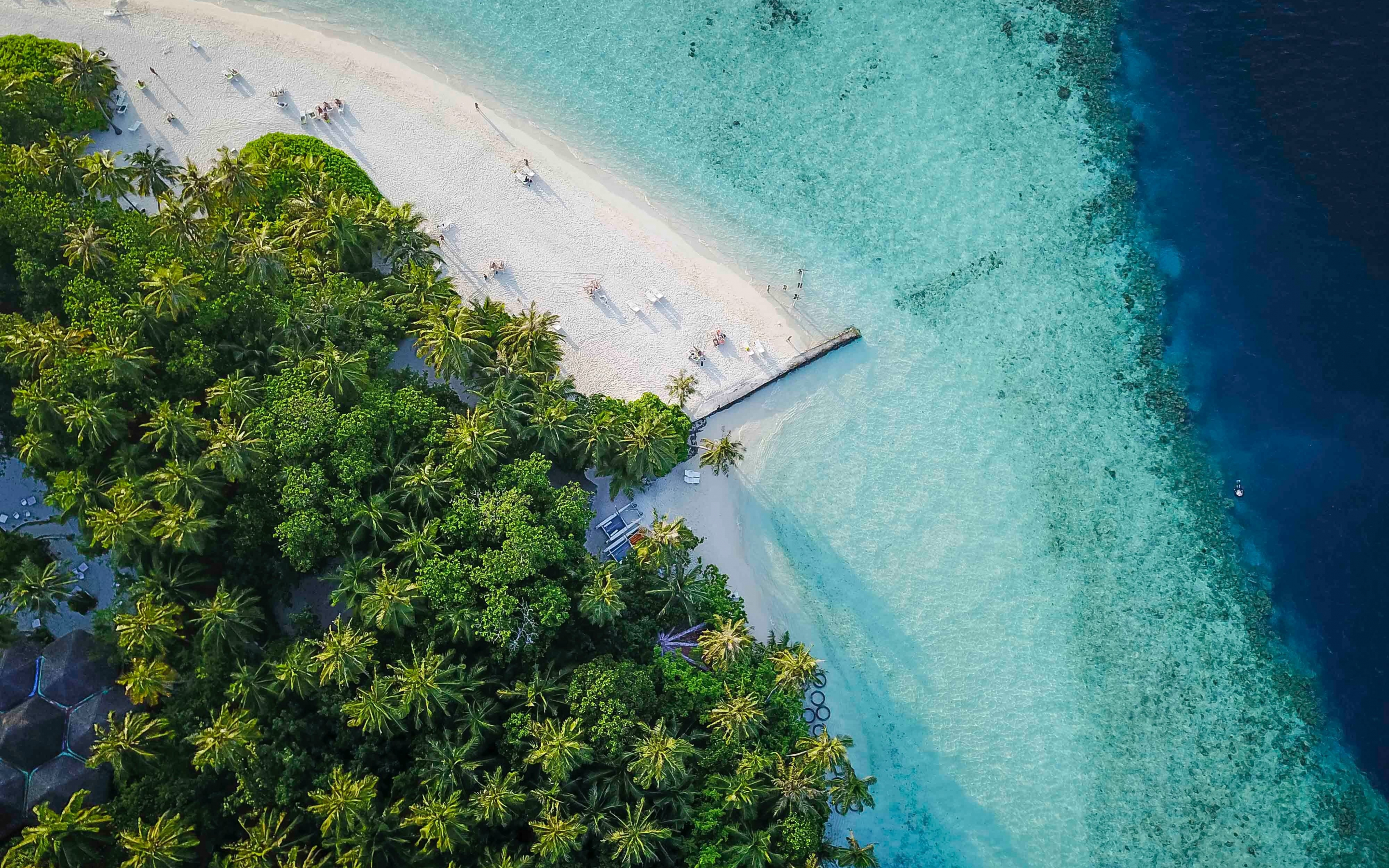 Maldives, island, tropical, aerial view, beach, 2880x1800 wallpaper