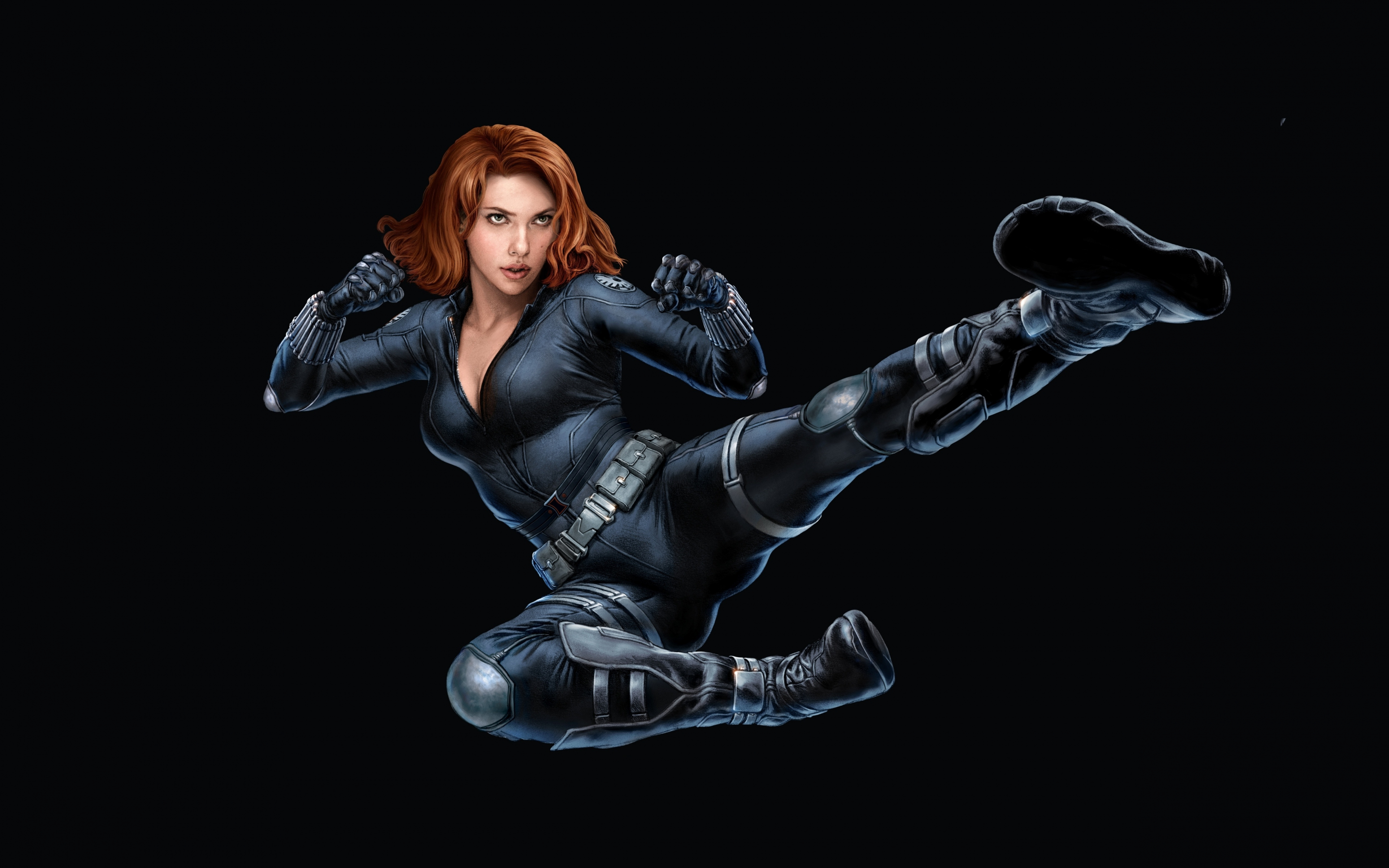 Black Widow, marvel comics, superheroes, black costume, 2880x1800 wallpaper