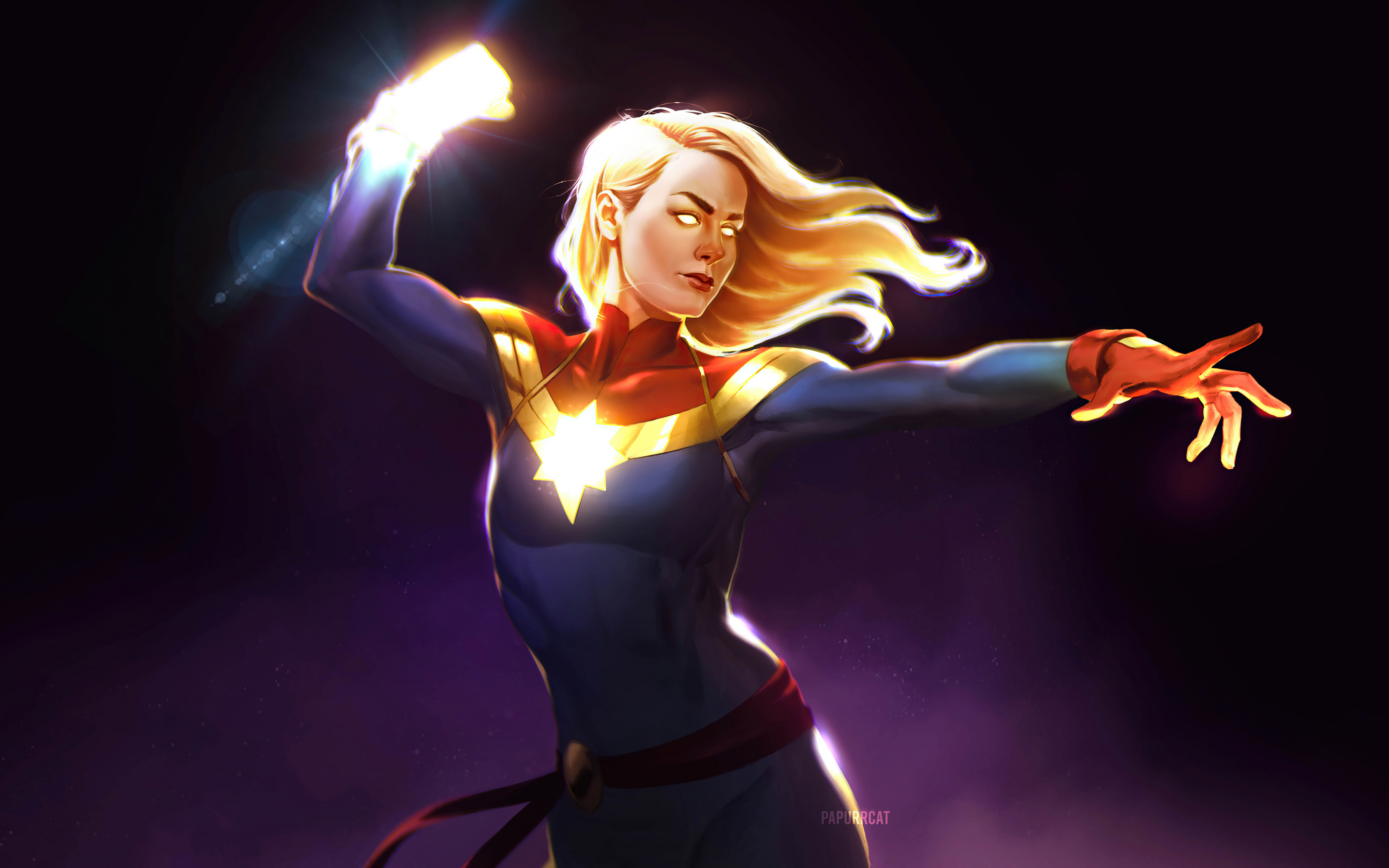 Captain Marvel, beautiful superhero, artwork, 2880x1800 wallpaper