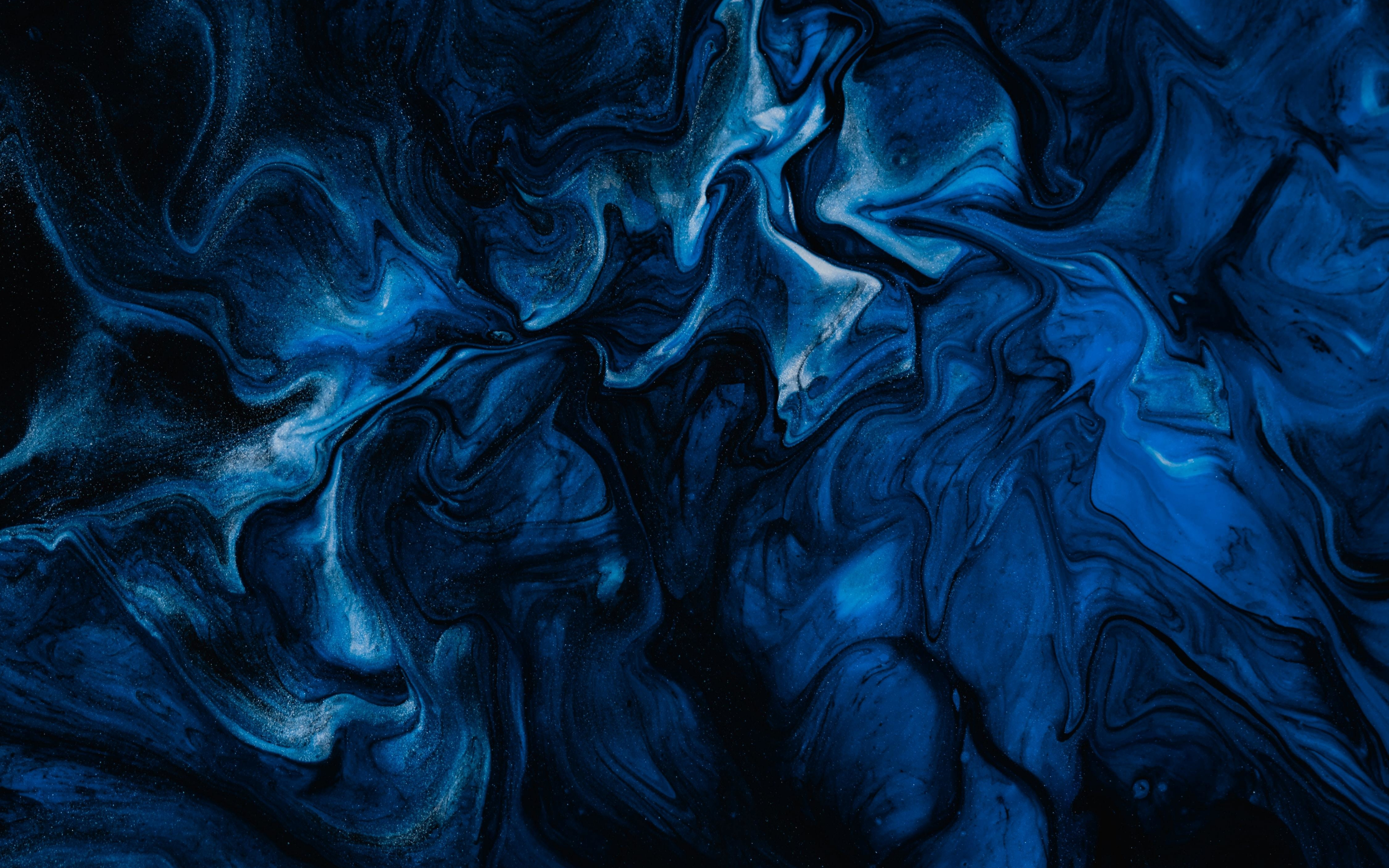 Paint stains, liquid, blue-dark, 2880x1800 wallpaper