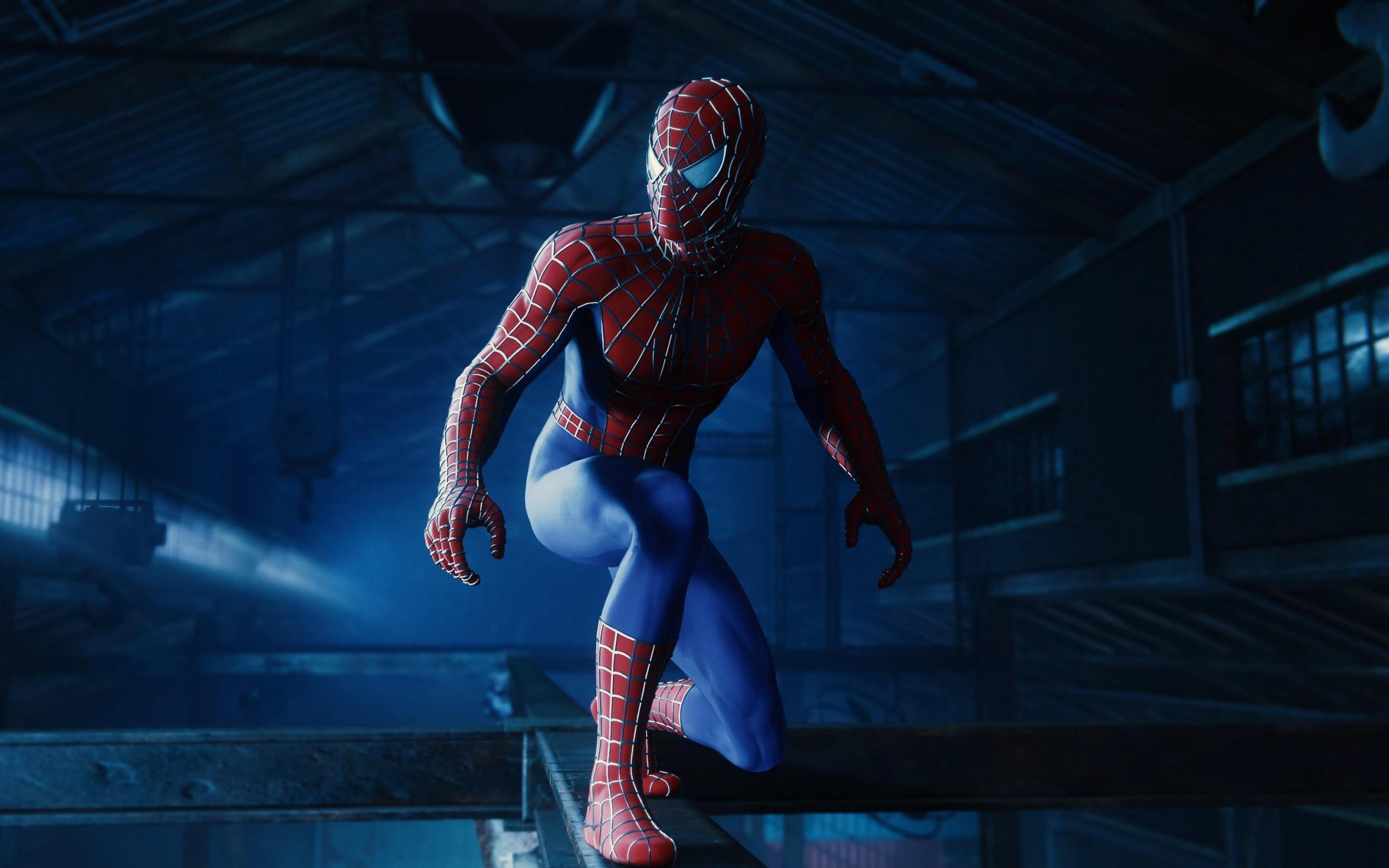 Spider-man, in the warehouse, video game, art, 2880x1800 wallpaper
