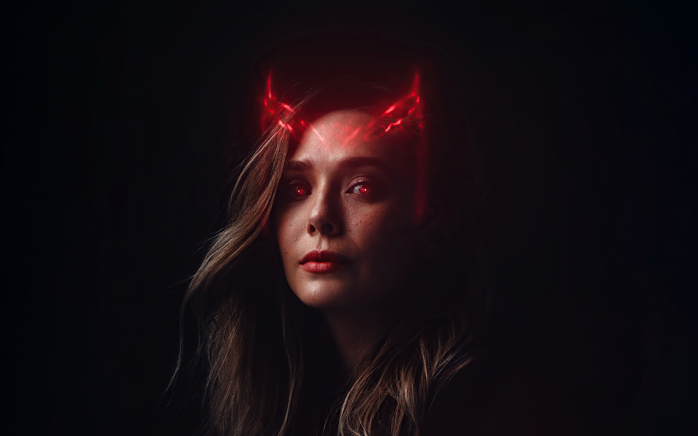 Scarlet Witch, red glowing eyes, art, 2880x1800 wallpaper