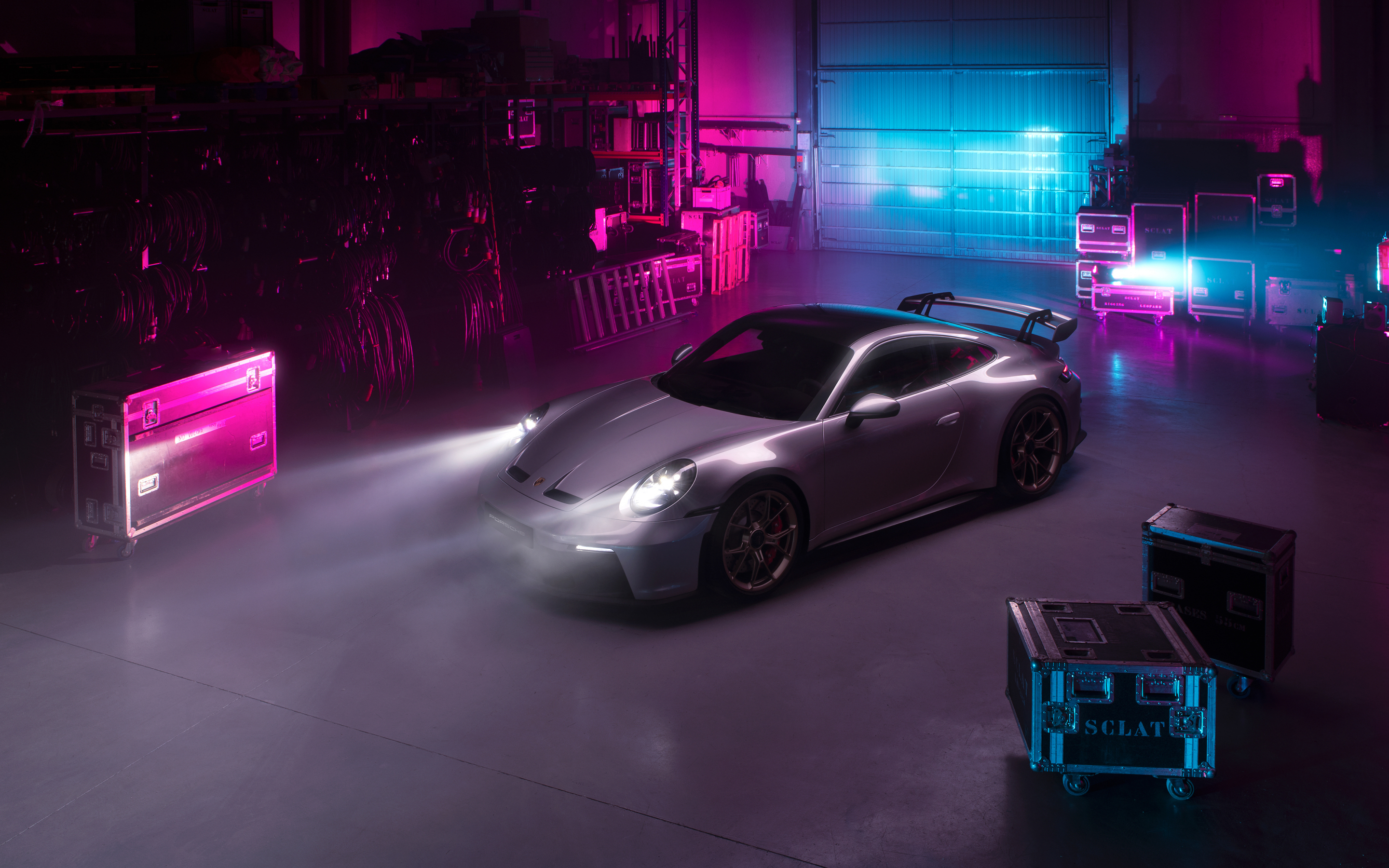 Cyberpunk Porsche 992 GT3, sportcar, 2022, 2880x1800 wallpaper