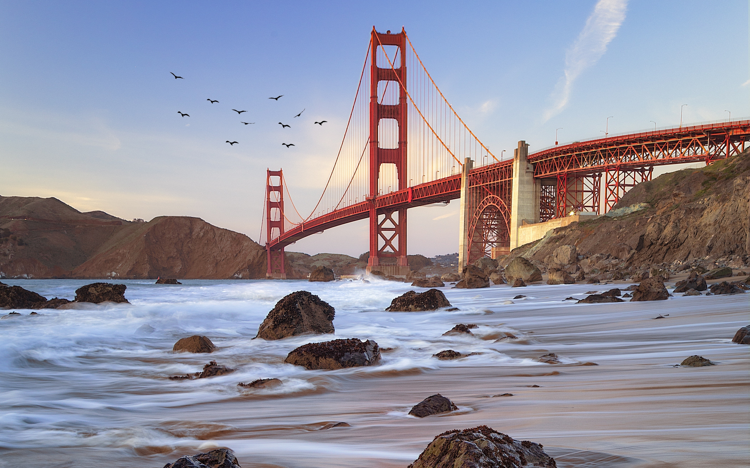 Bridge, coast, Golden Gate Bridge, 2880x1800 wallpaper