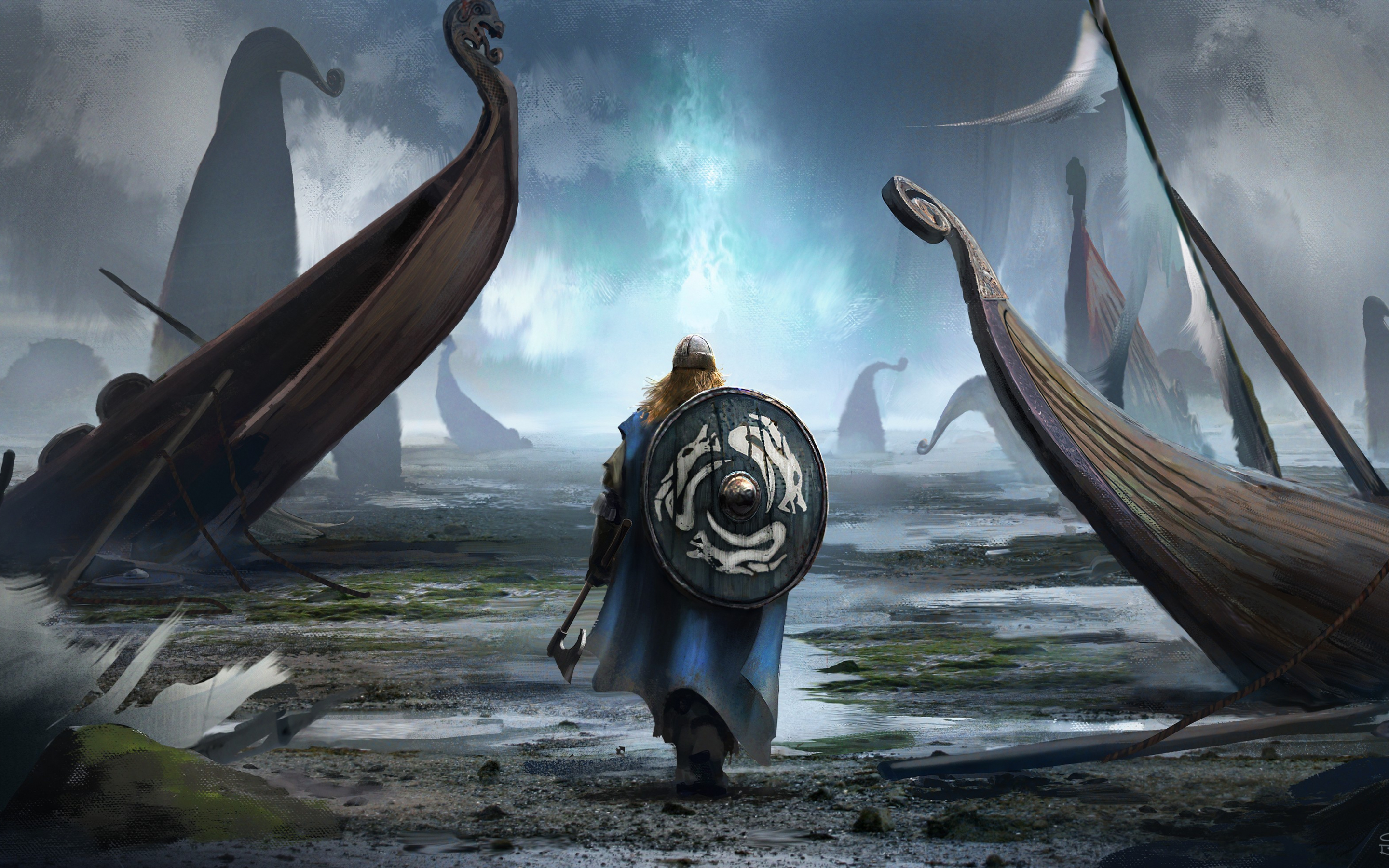 Viking, warrior, fantasy, art, 2880x1800 wallpaper