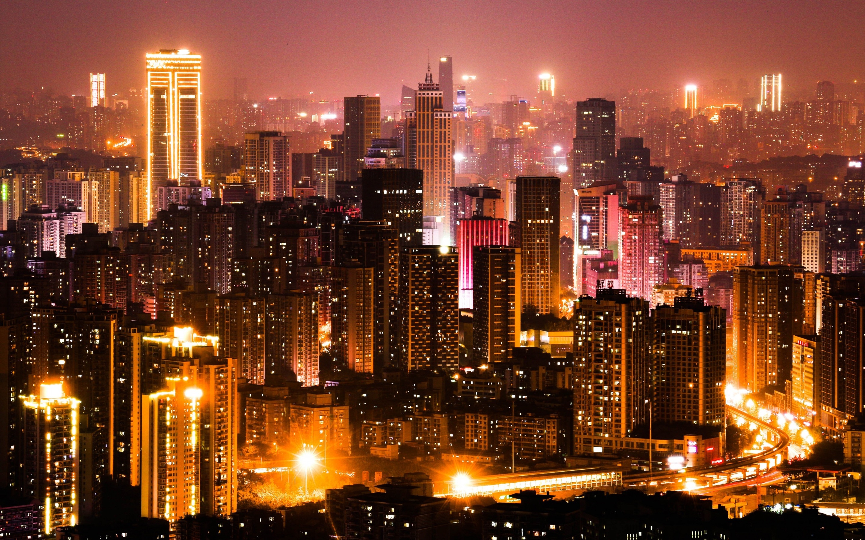 Cityscape, China, night, 2880x1800 wallpaper