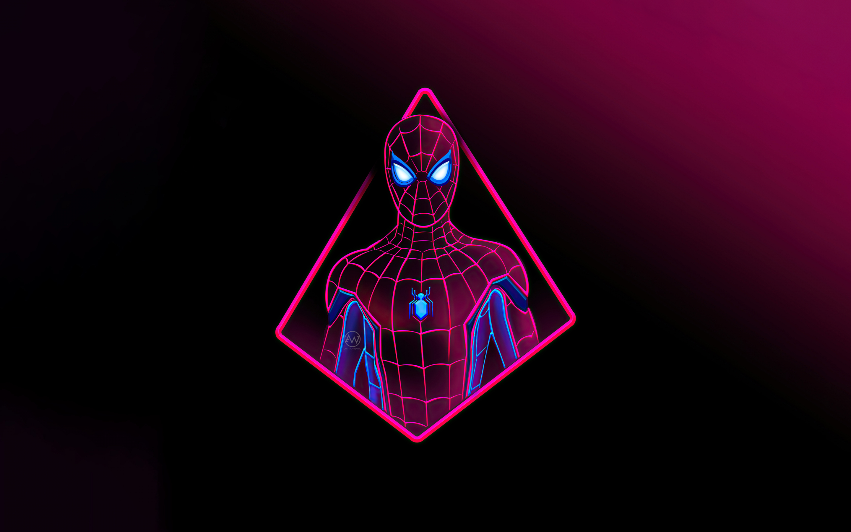 Neon art, spider-man, art, 2880x1800 wallpaper