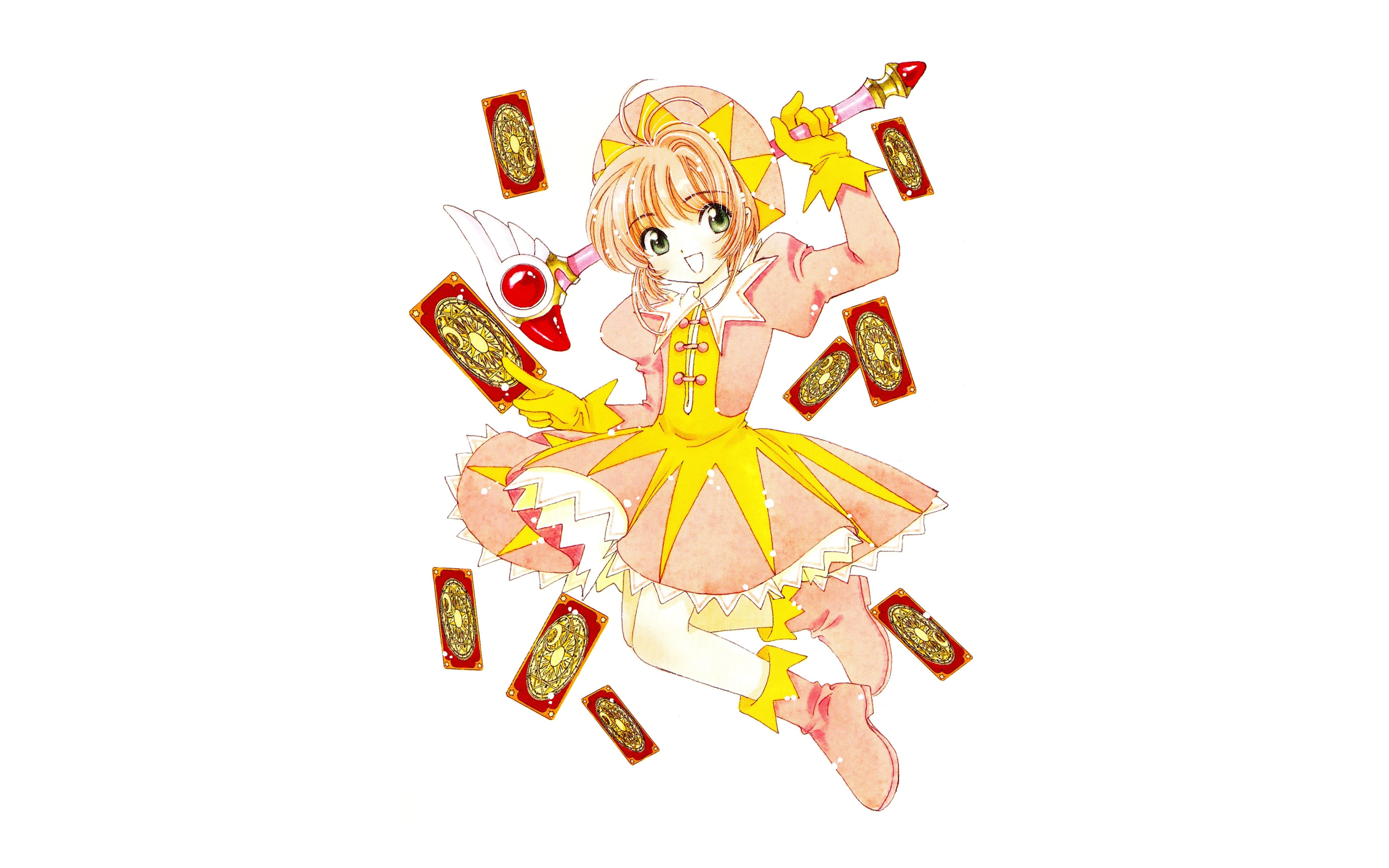 Minimal, happy Sakura Kinomoto, anime girl, 2880x1800 wallpaper