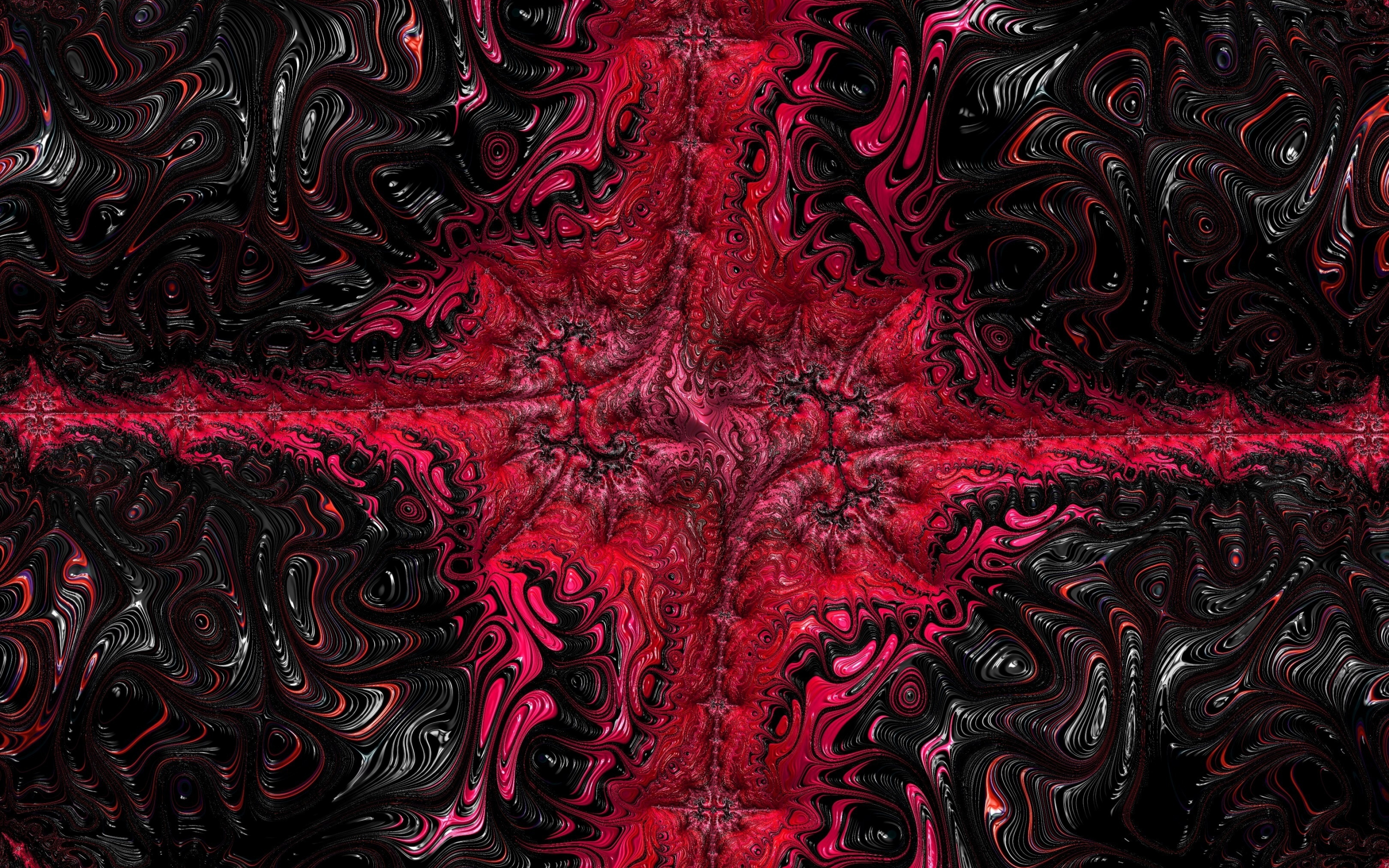Fractal, glitch art, red and black, abstract, 2880x1800 wallpaper