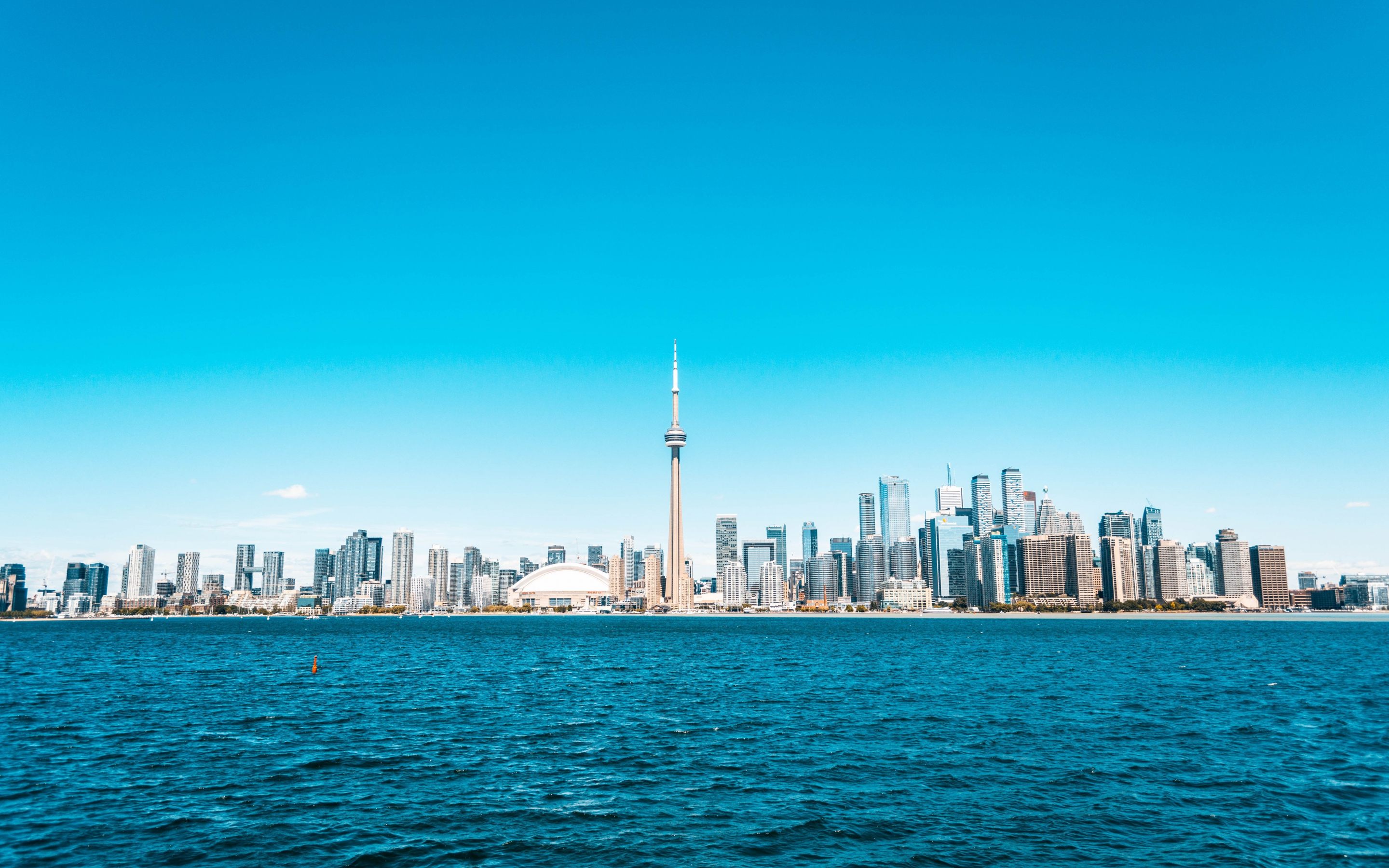 Sunny day, cityscape, Buildings, city, sky, Toronto, 2880x1800 wallpaper