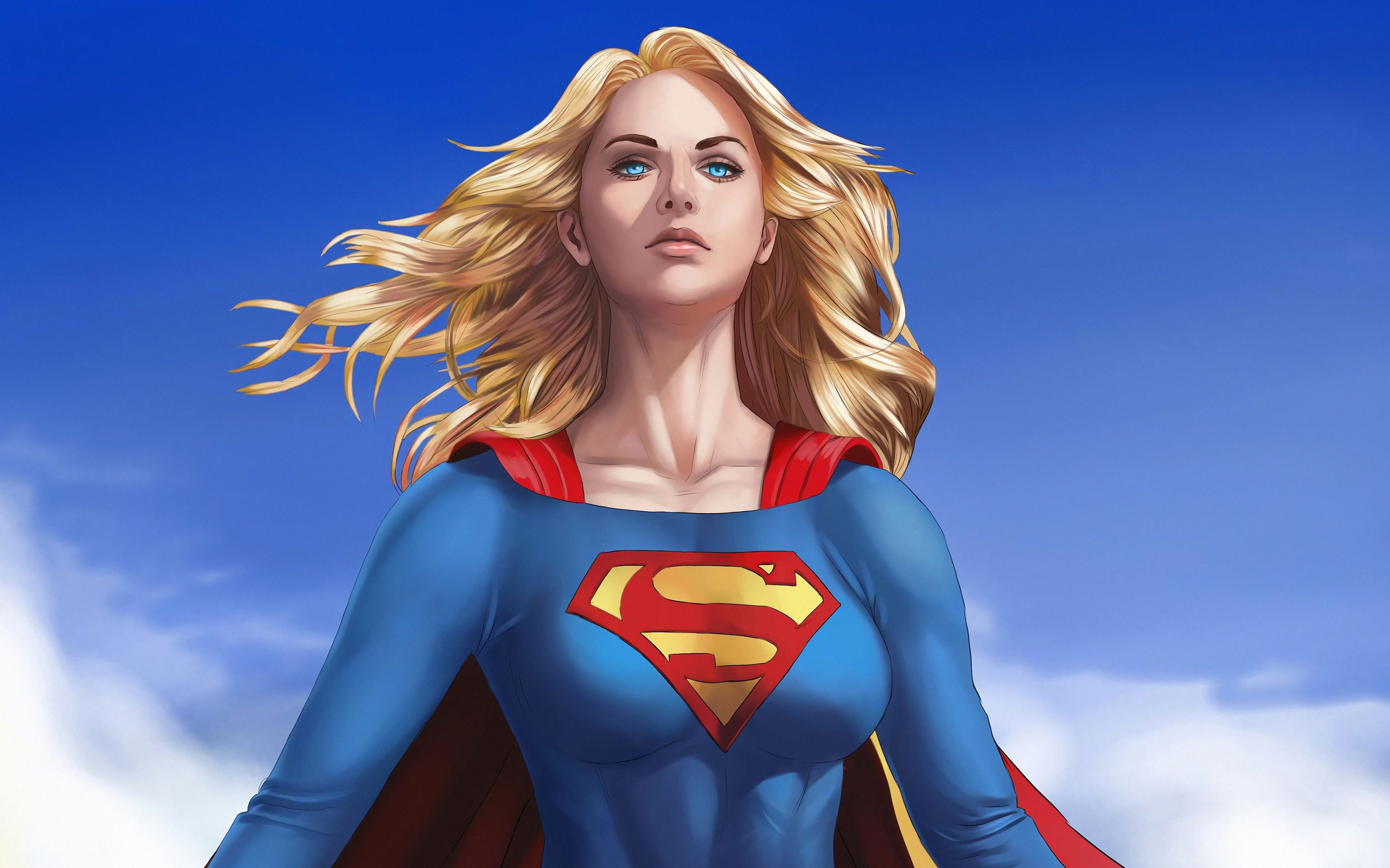 Beautiful and blonde, Supergirl, art, 2880x1800 wallpaper