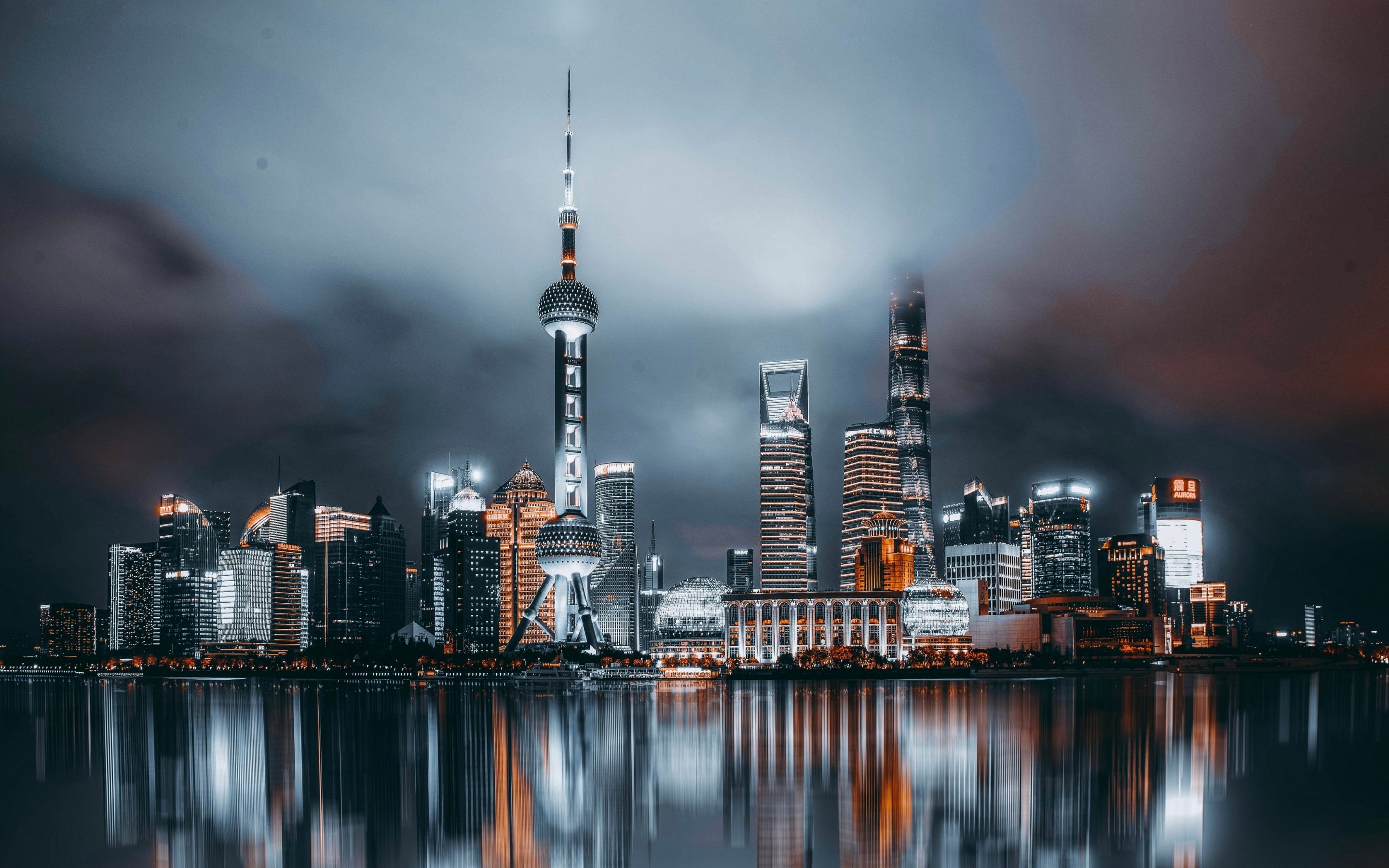 Shanghai, cityscape, night, 2880x1800 wallpaper