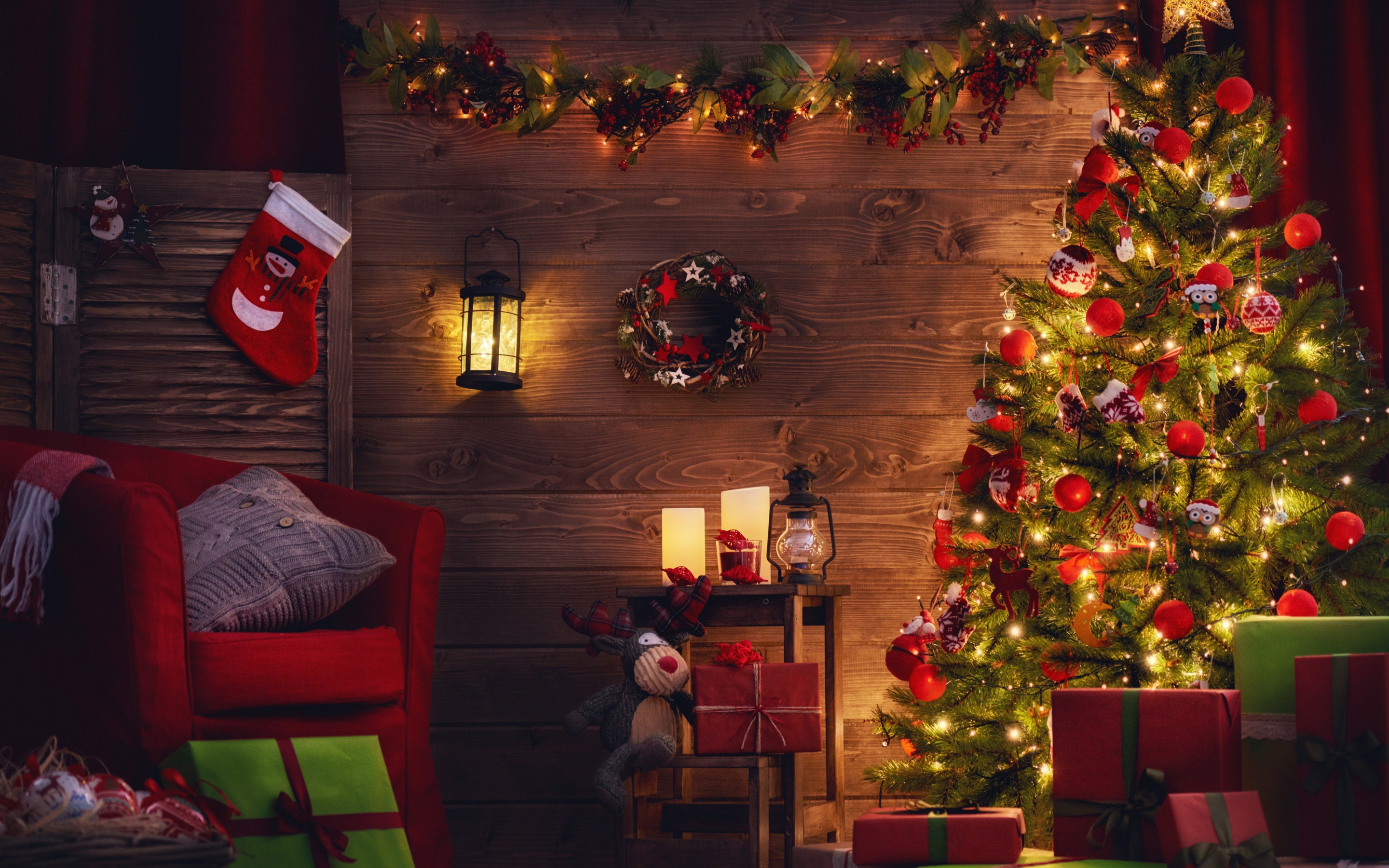 Christmas tree, holiday, decorations, gifts, 2880x1800 wallpaper