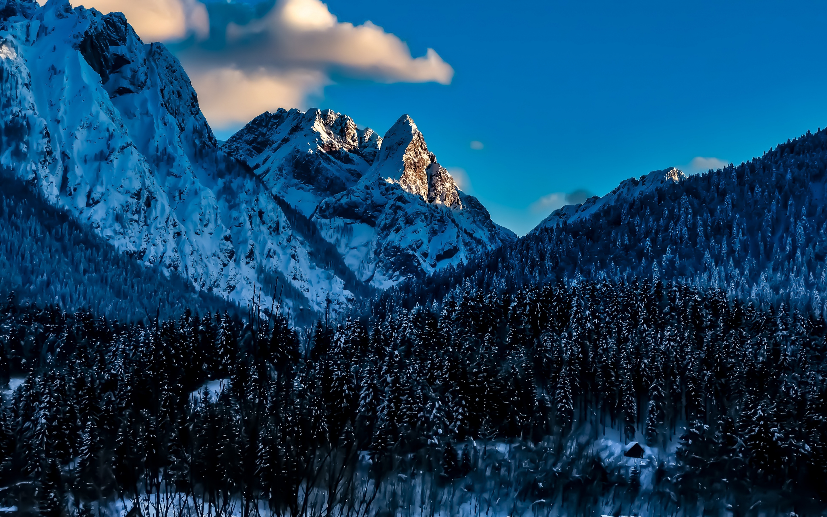 Snow mountains, winter, Italy, 2880x1800 wallpaper