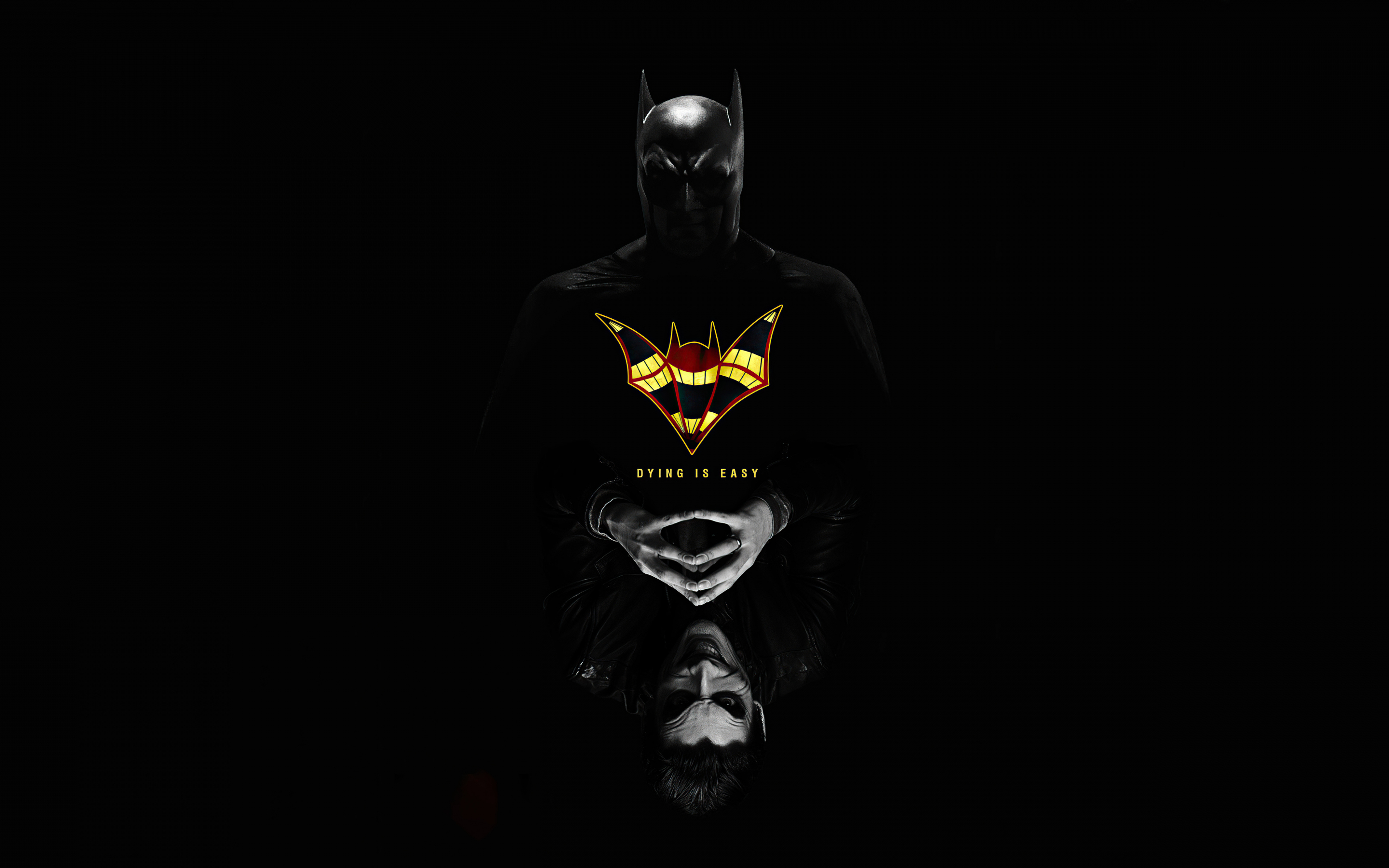 Face-off, batman and joker, dark, 2880x1800 wallpaper
