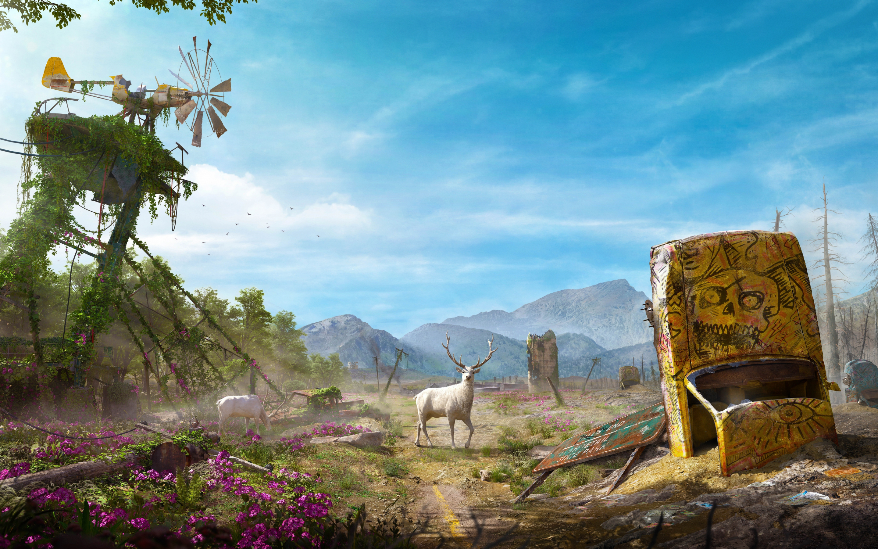Landscape, deer, video game, Far Cry New Dawn, 2880x1800 wallpaper