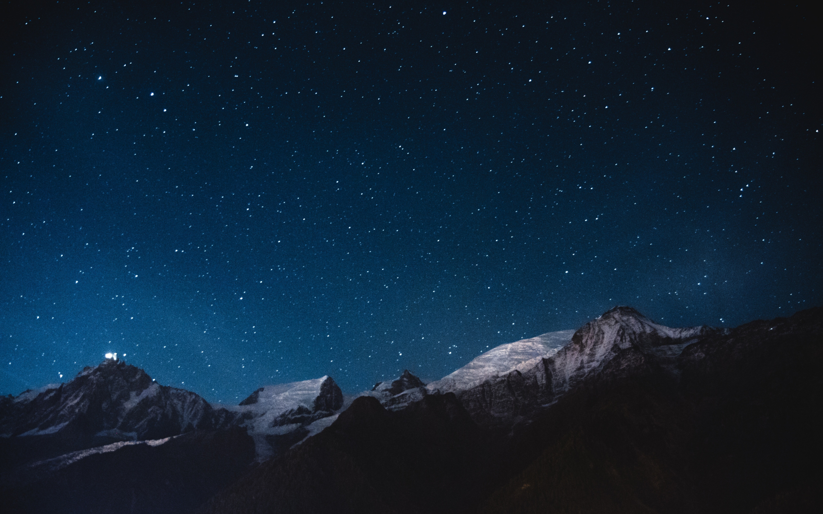 Night, mountains, stars, nature, sky, 2880x1800 wallpaper