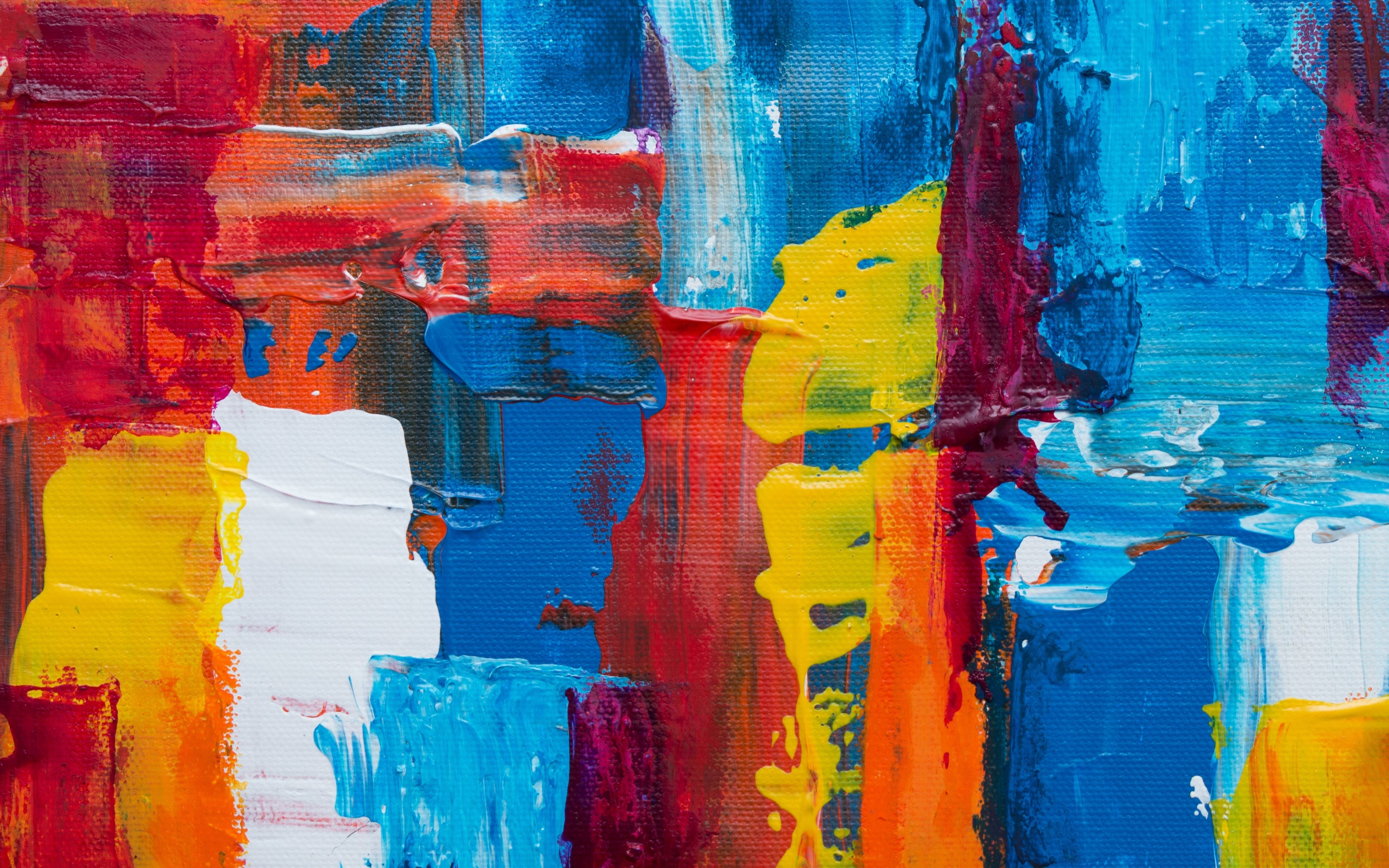 Paint, multicolored strokes, canvas art, 2880x1800 wallpaper