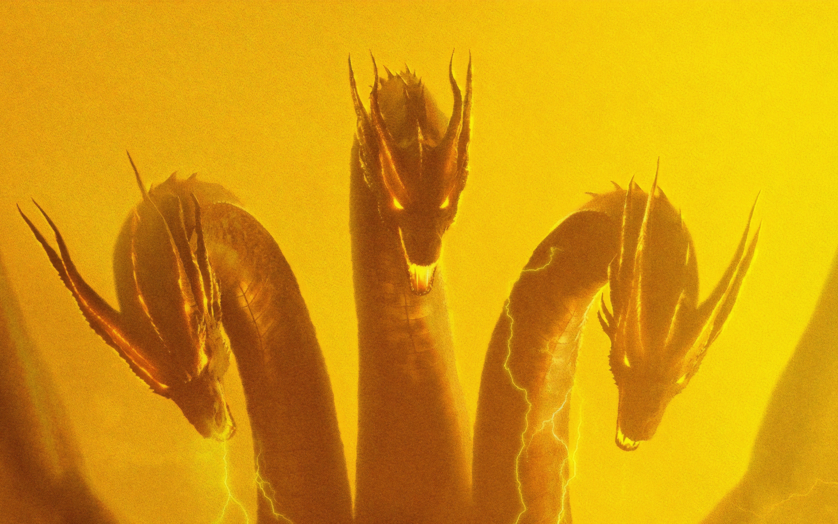 Three head dragon, Godzilla: King of The Monsters, 2019 movie, 2880x1800 wallpaper