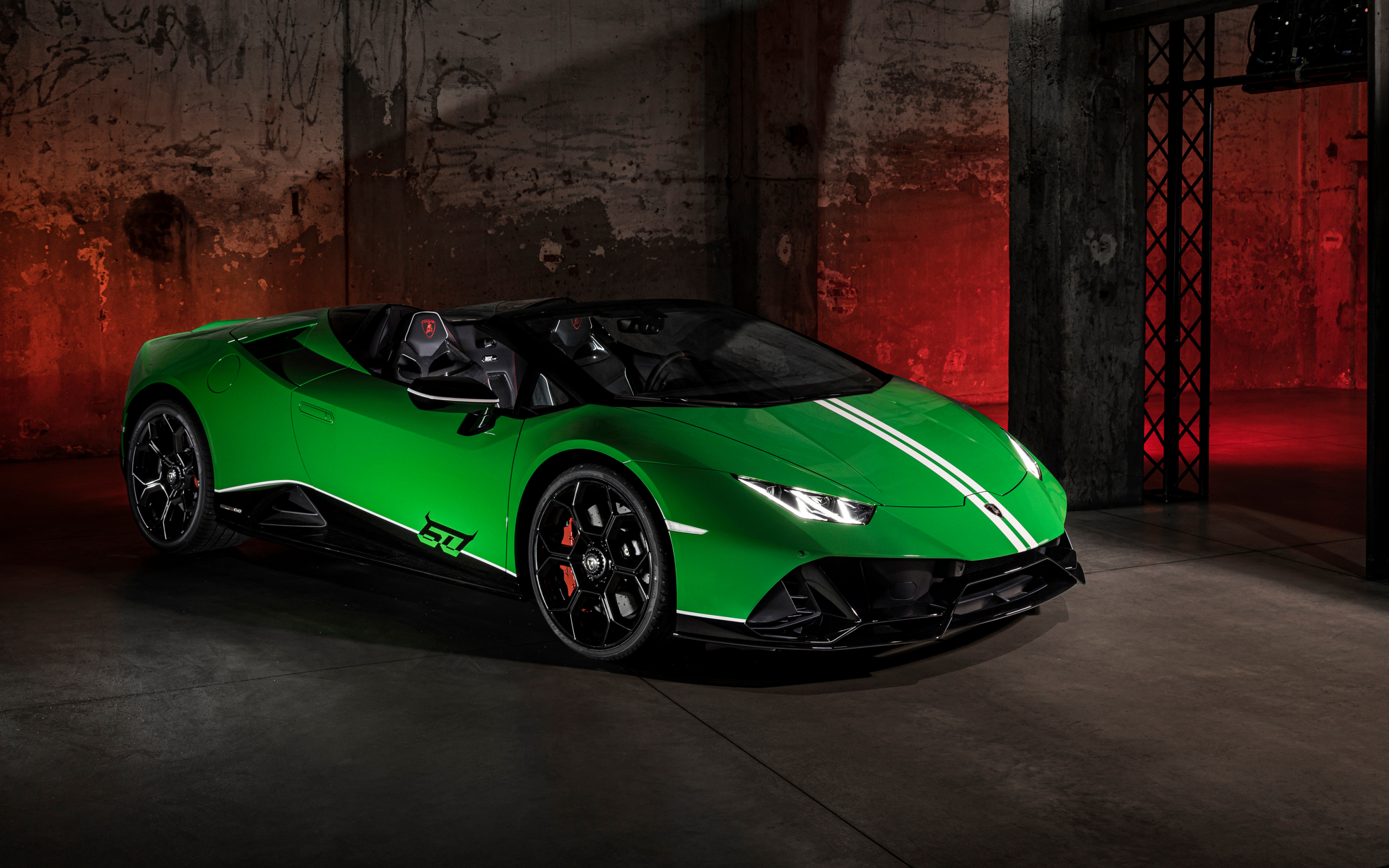 Lamborghini Huracan EVO spyder, convertible car, green, 2880x1800 wallpaper