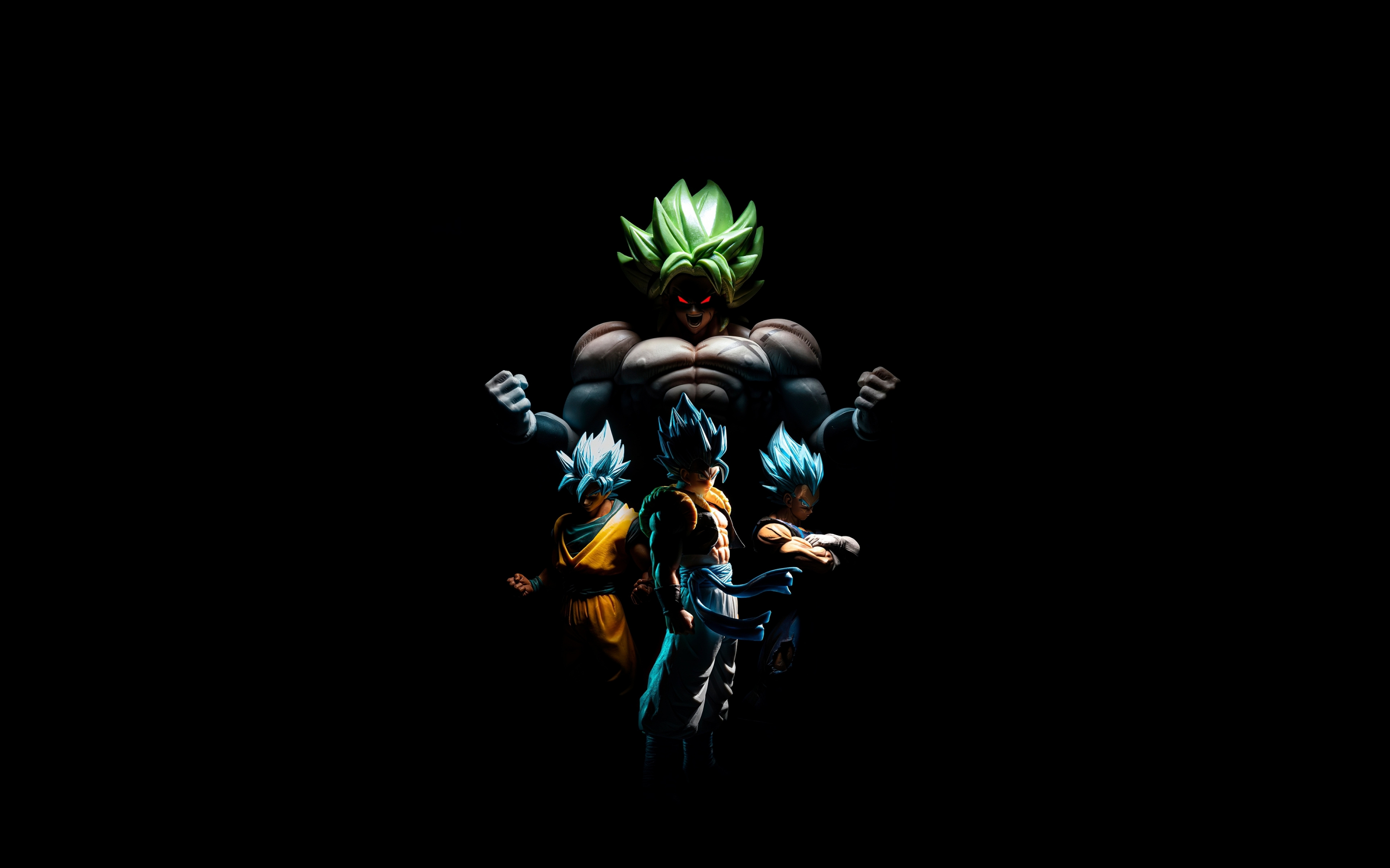 Goku and Broly, Vegeta, Gogeta, dark, 2880x1800 wallpaper