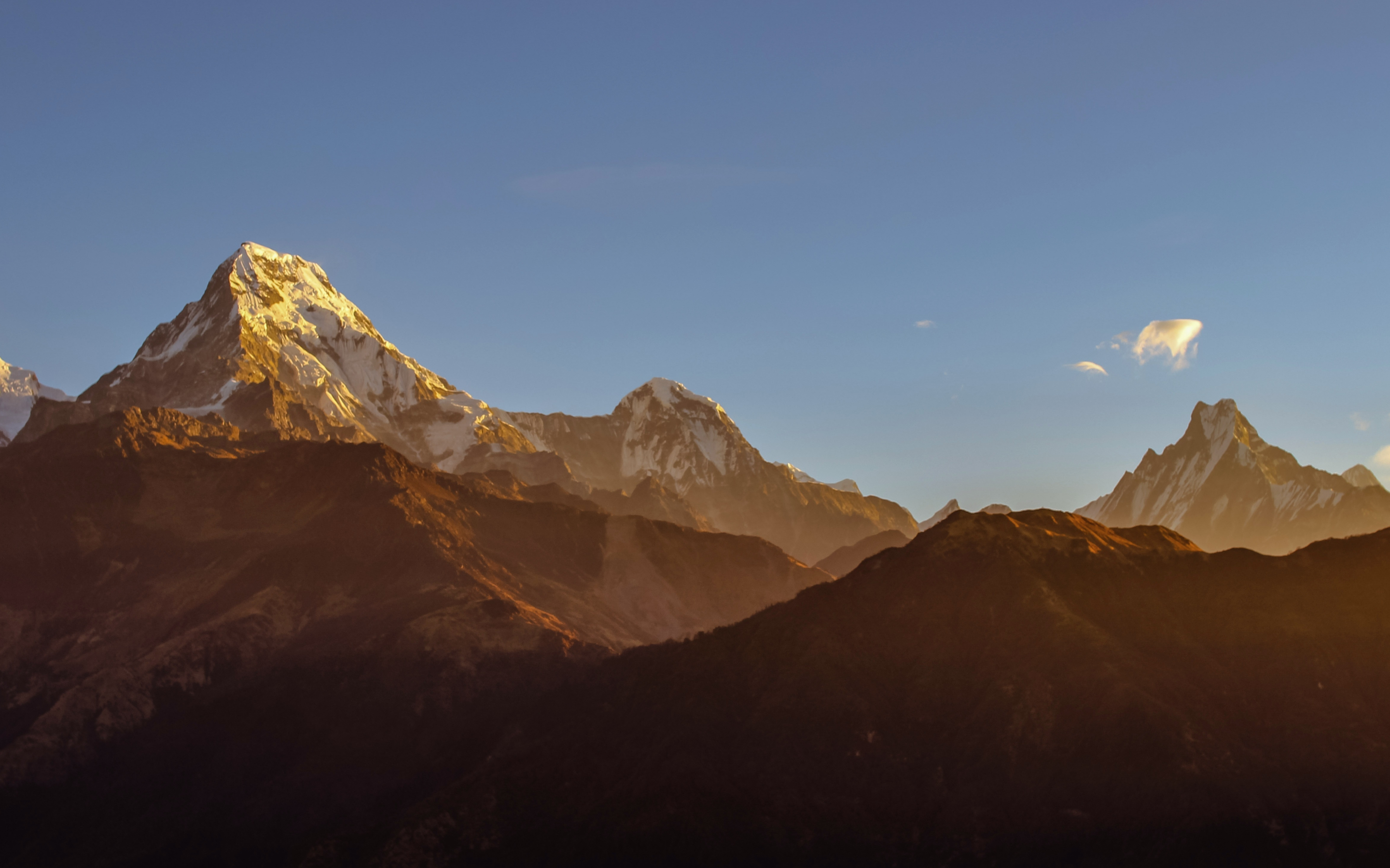 Annapurna, mountains, sunny day, blue sky, horizon, 2880x1800 wallpaper