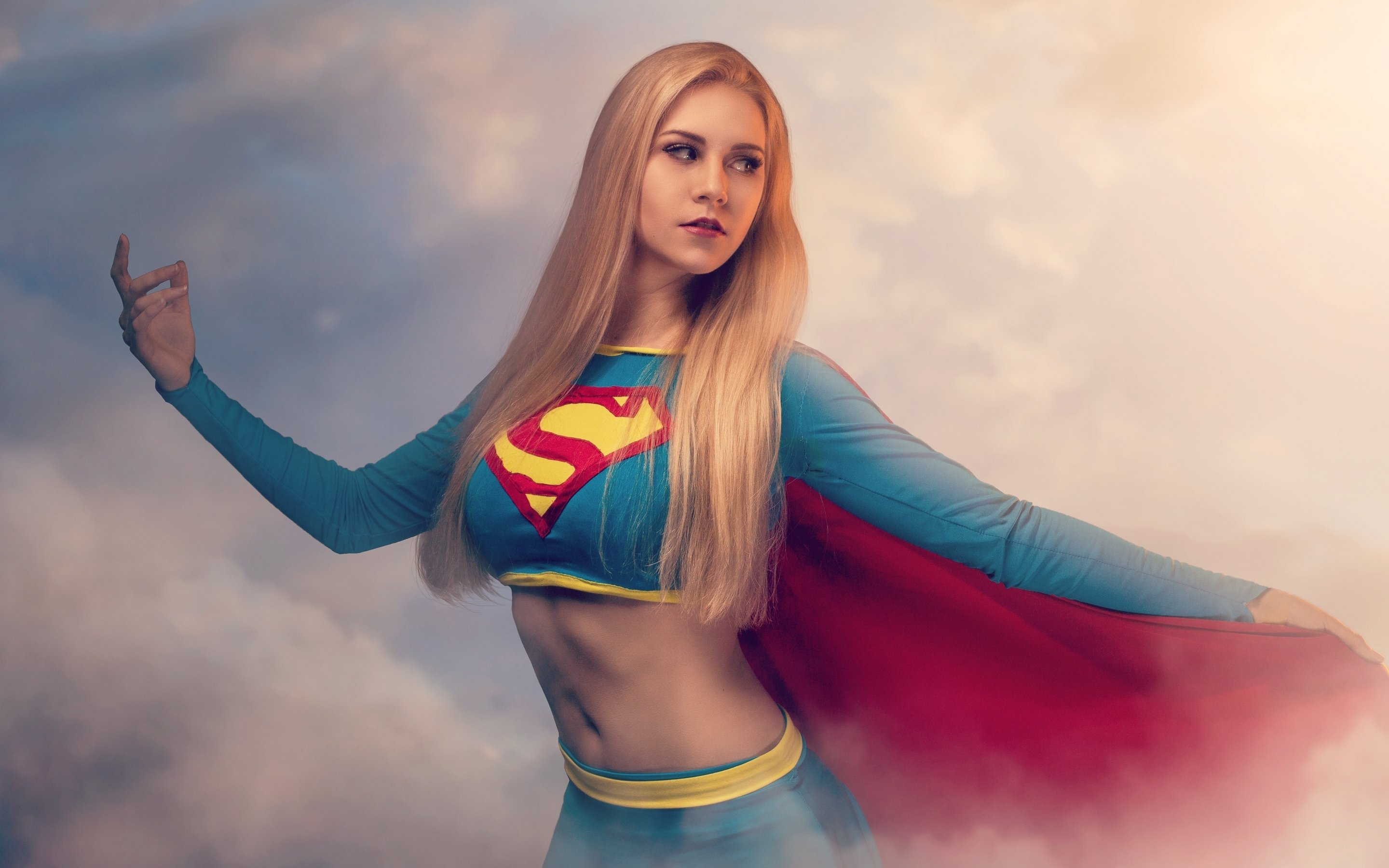 Supergirl, cosplay, girl model, blonde, long hair, 2880x1800 wallpaper