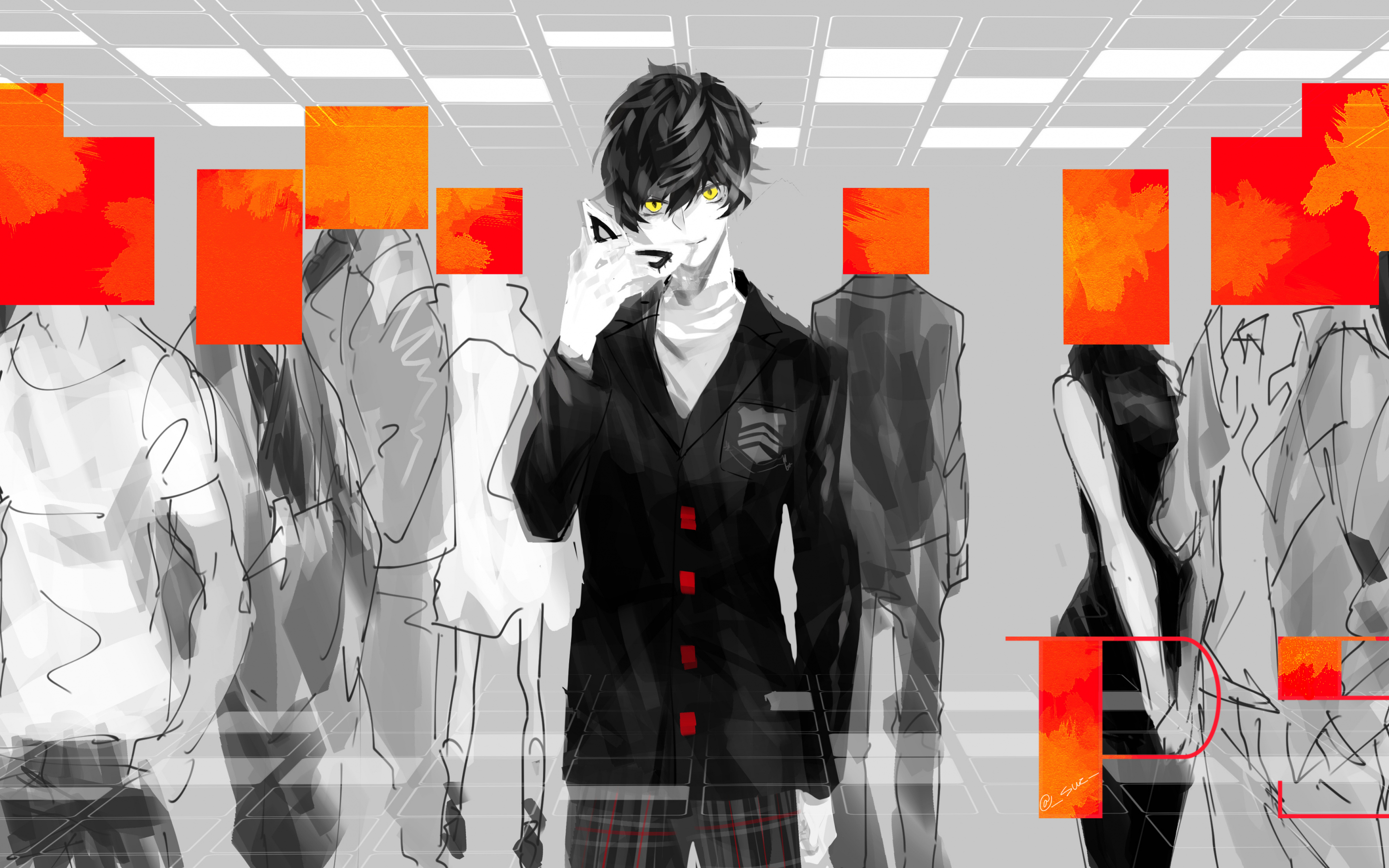 Persona 5, Akira Kurusu, anime boy, art, 2880x1800 wallpaper