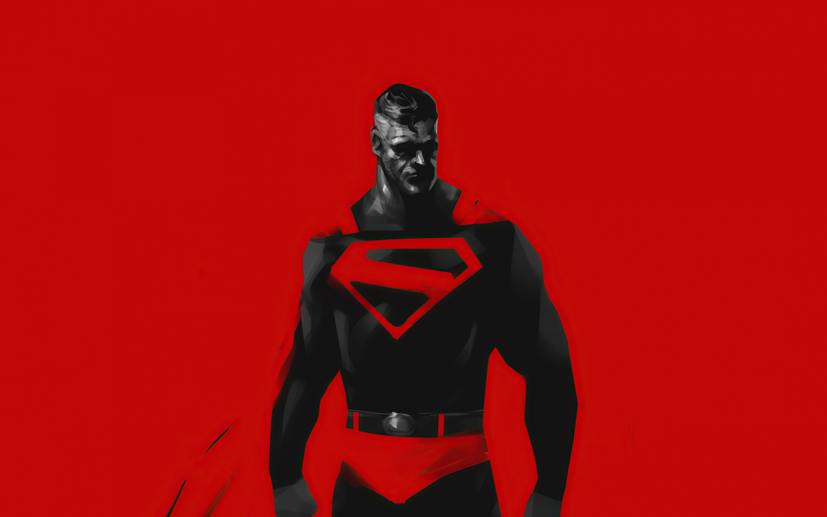 Red superman, fan art, minimal, 2880x1800 wallpaper