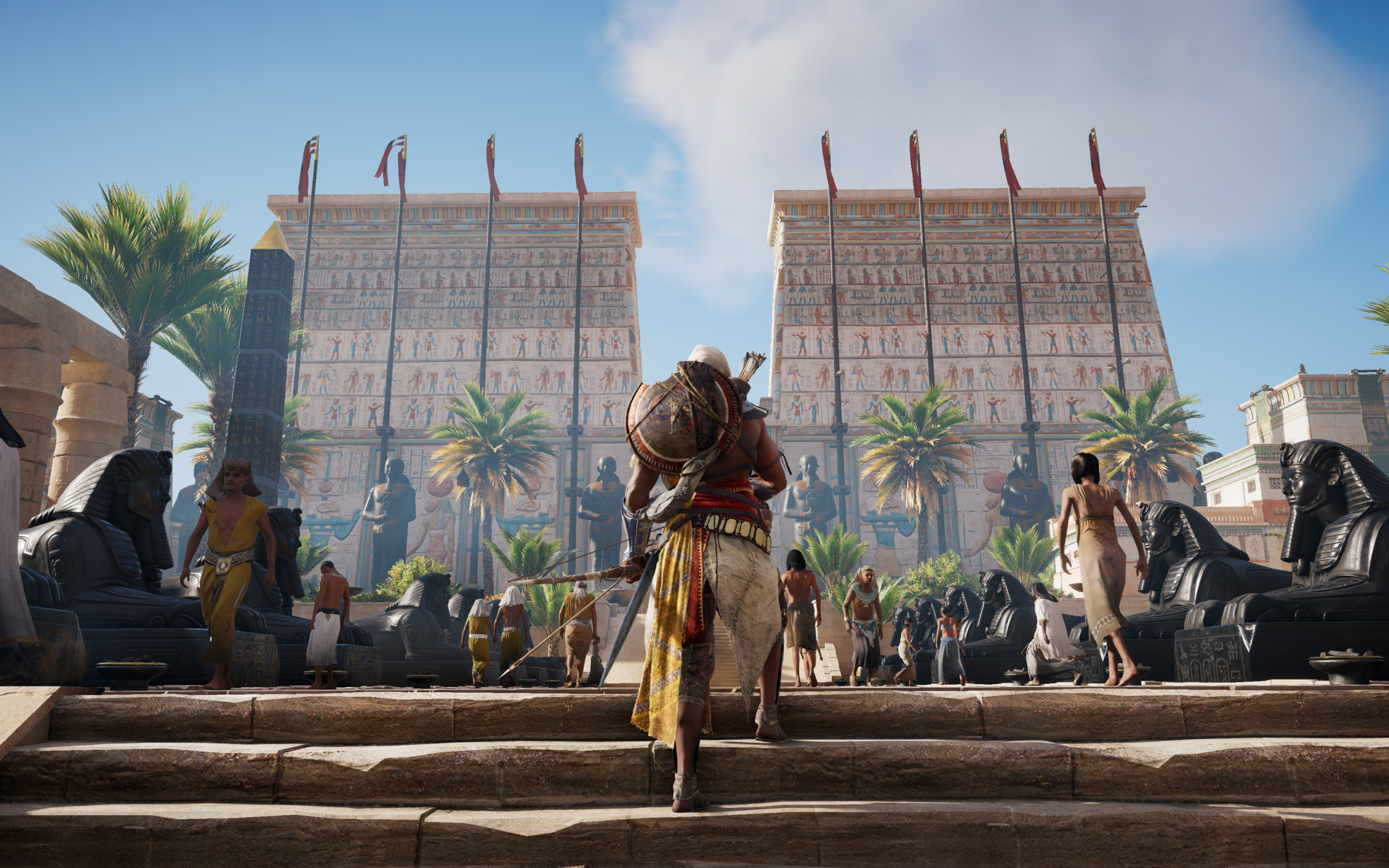 Assassin's Creed: Origins, video game, street, warrior, 2880x1800 wallpaper