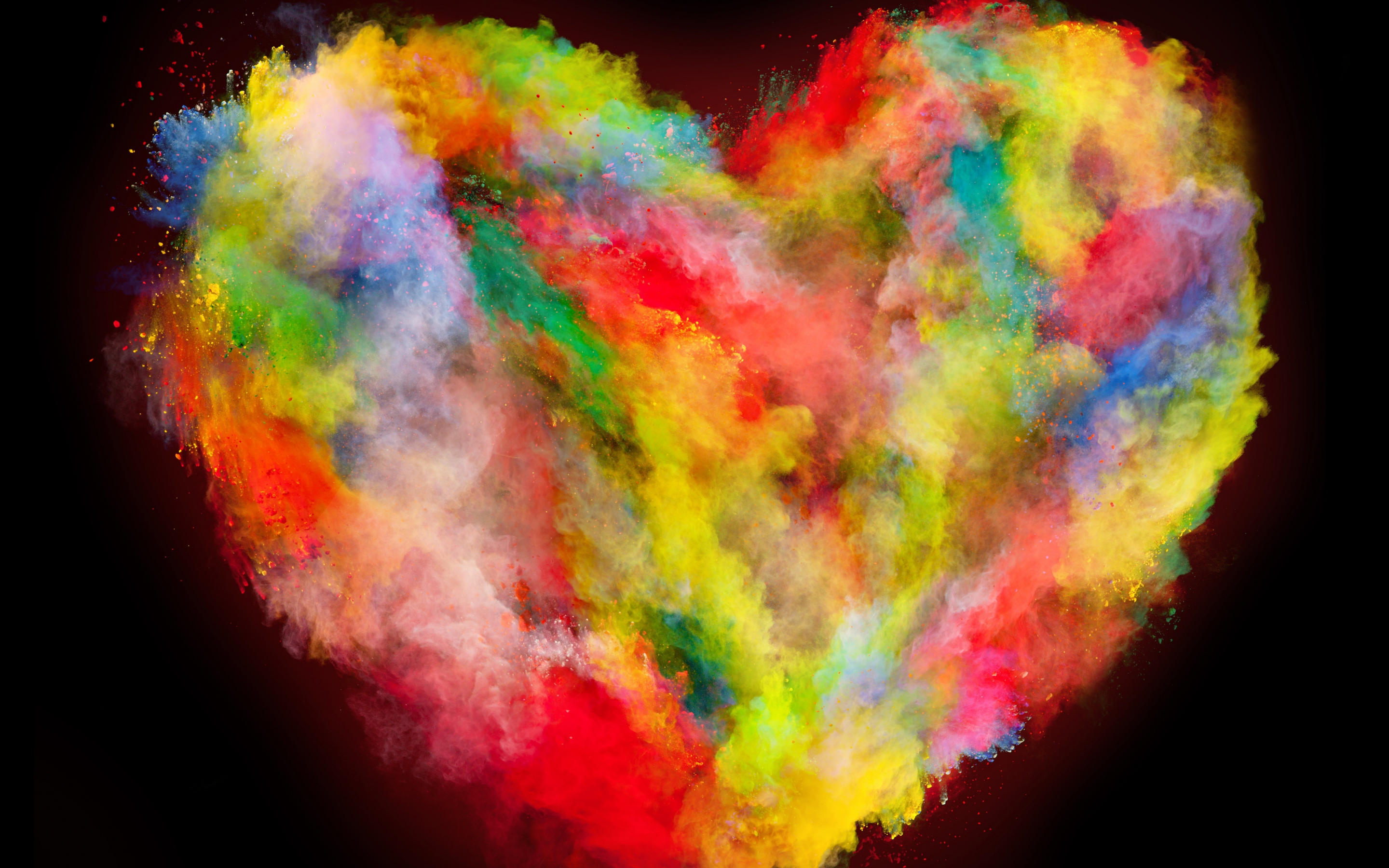 Heart, colorful, color explosion, 2880x1800 wallpaper