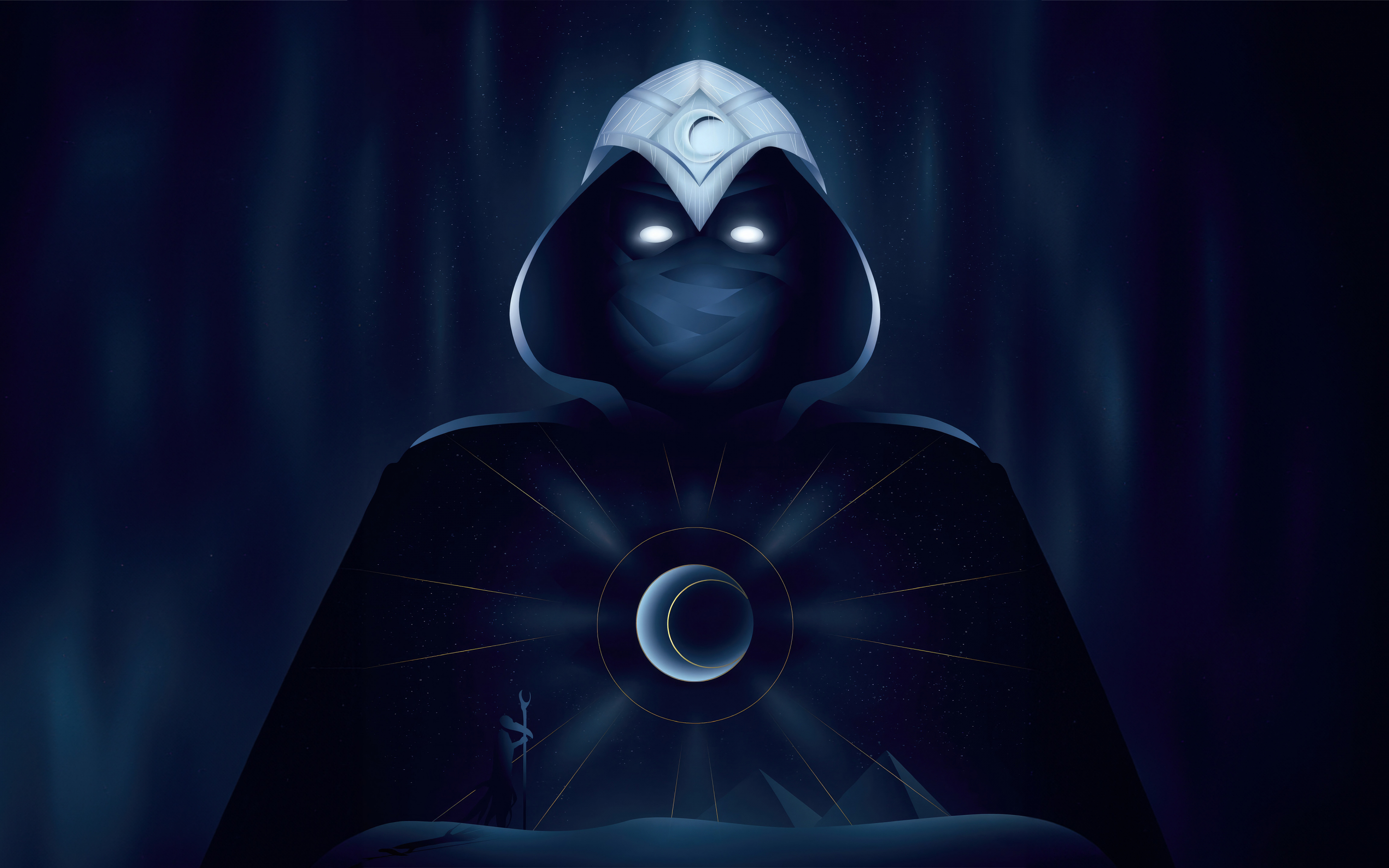 The Moon Knight, god avatar, minimal art, 2880x1800 wallpaper
