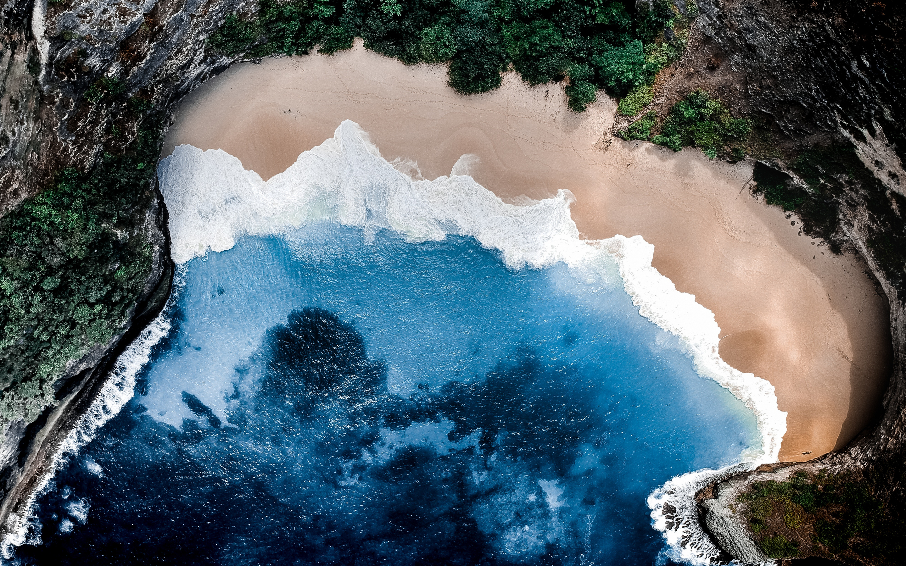 Nature, beach, coast, aerial view, 2880x1800 wallpaper