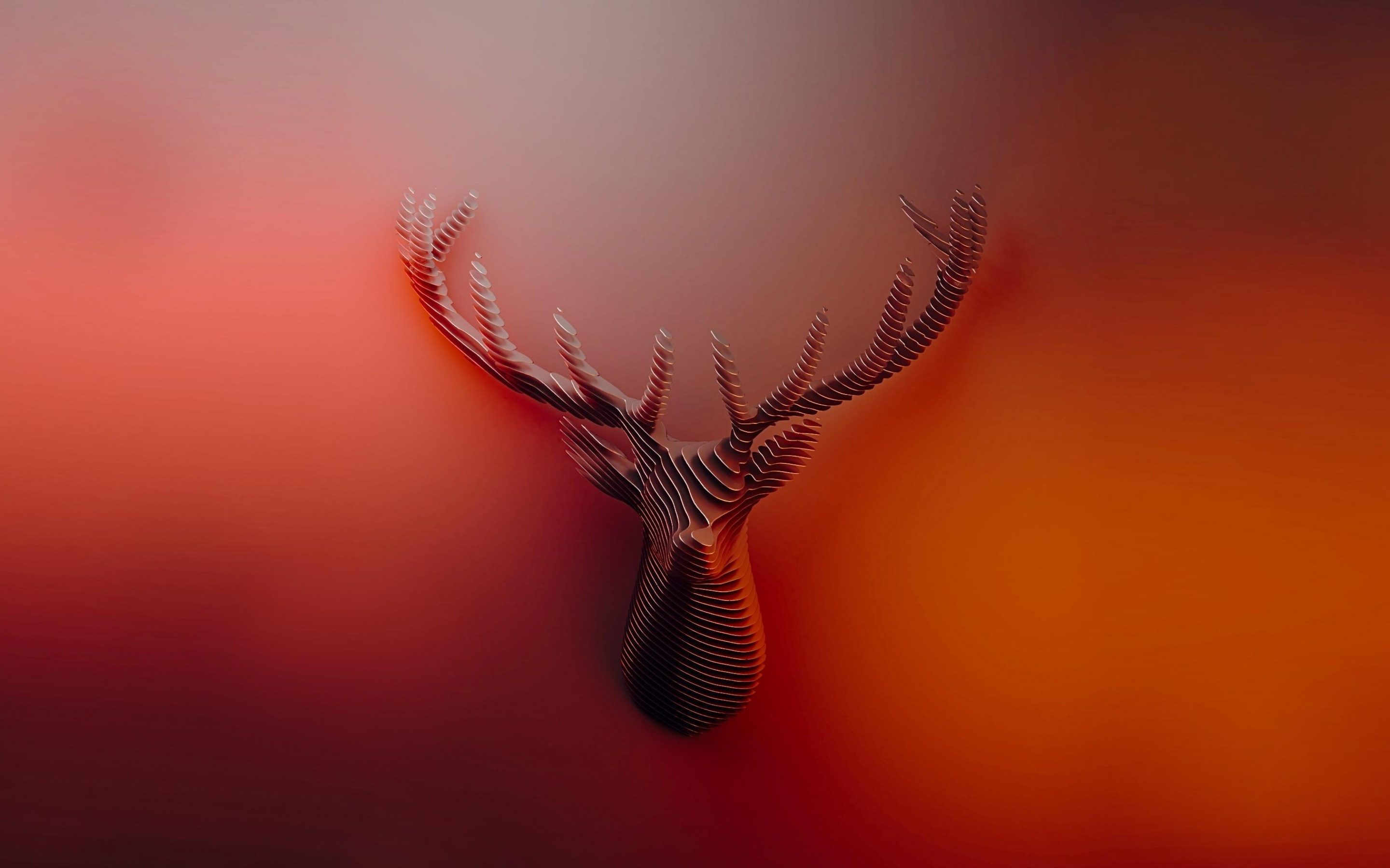Deer, muzzle, horns, abstract, minimal, 2880x1800 wallpaper