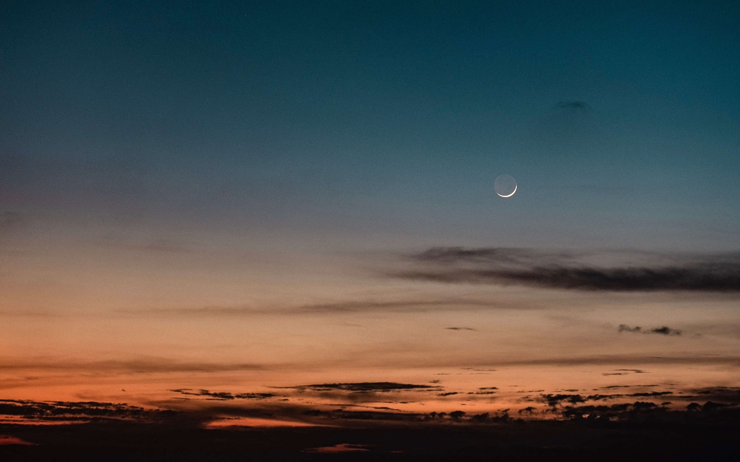 Evening, silhouette, sky, nature, moon, 2880x1800 wallpaper