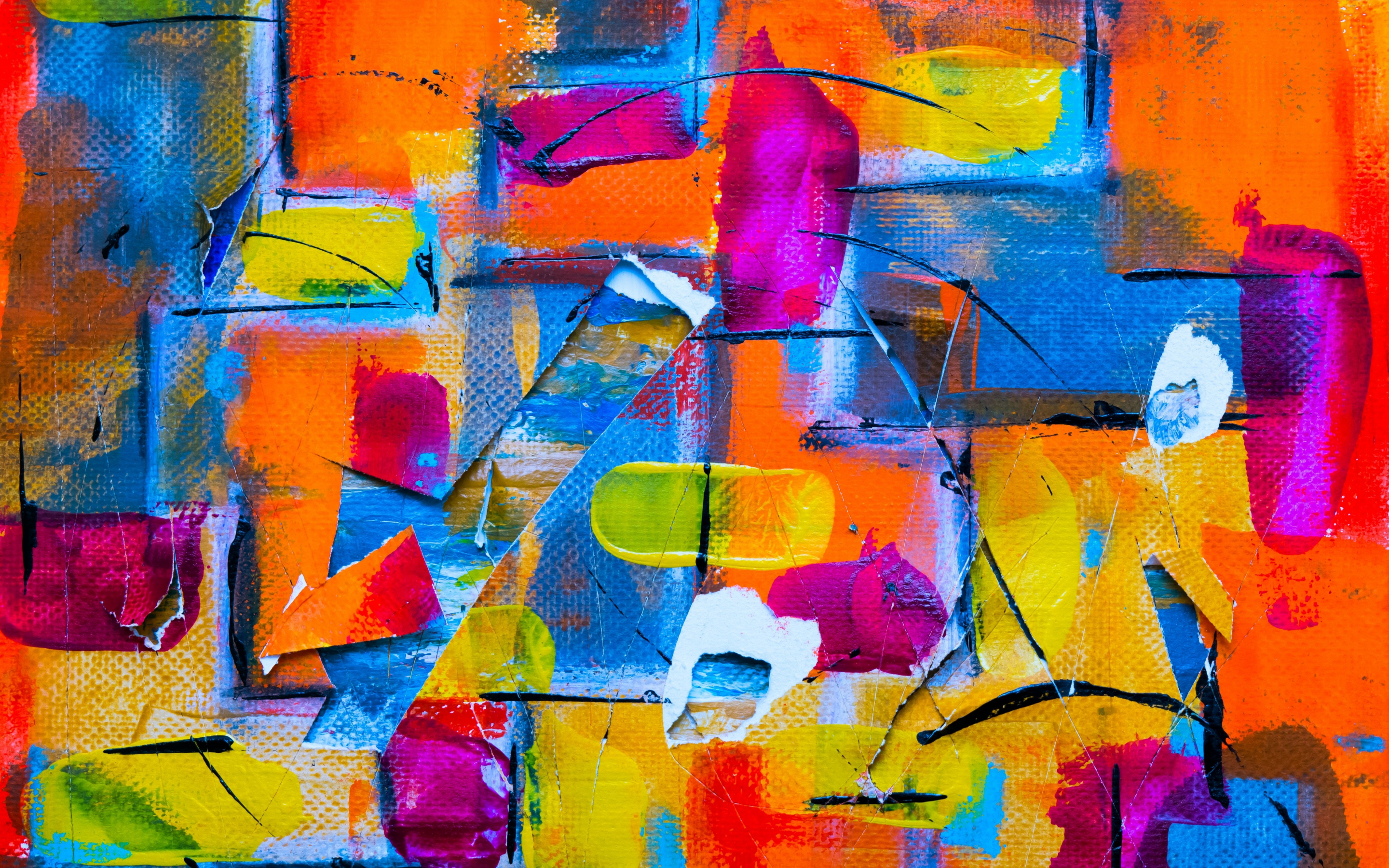 Canvas, brush strokes, artwork, colorful, 2880x1800 wallpaper