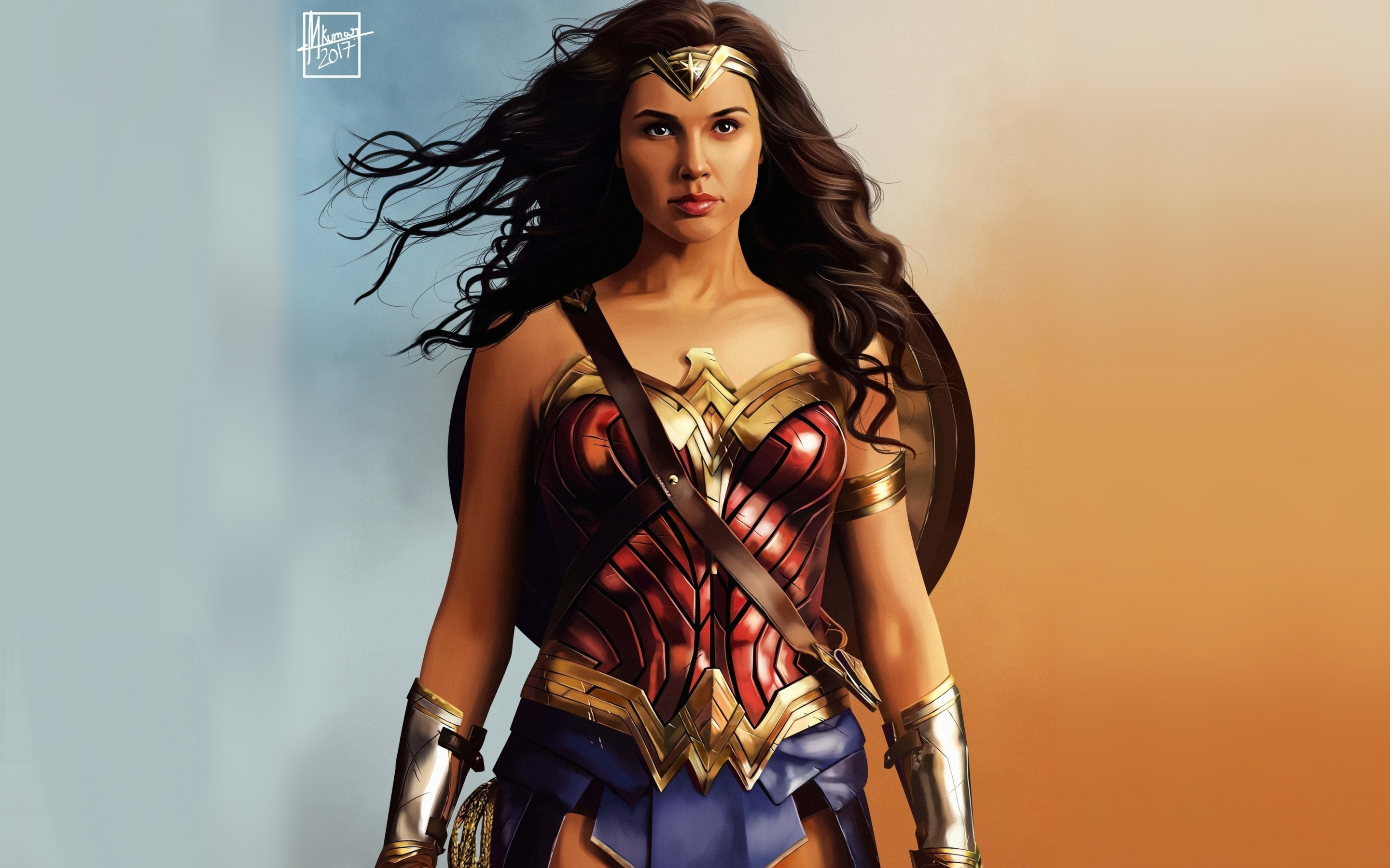 Wonder woman, artwork, warrior, superhero, 2880x1800 wallpaper