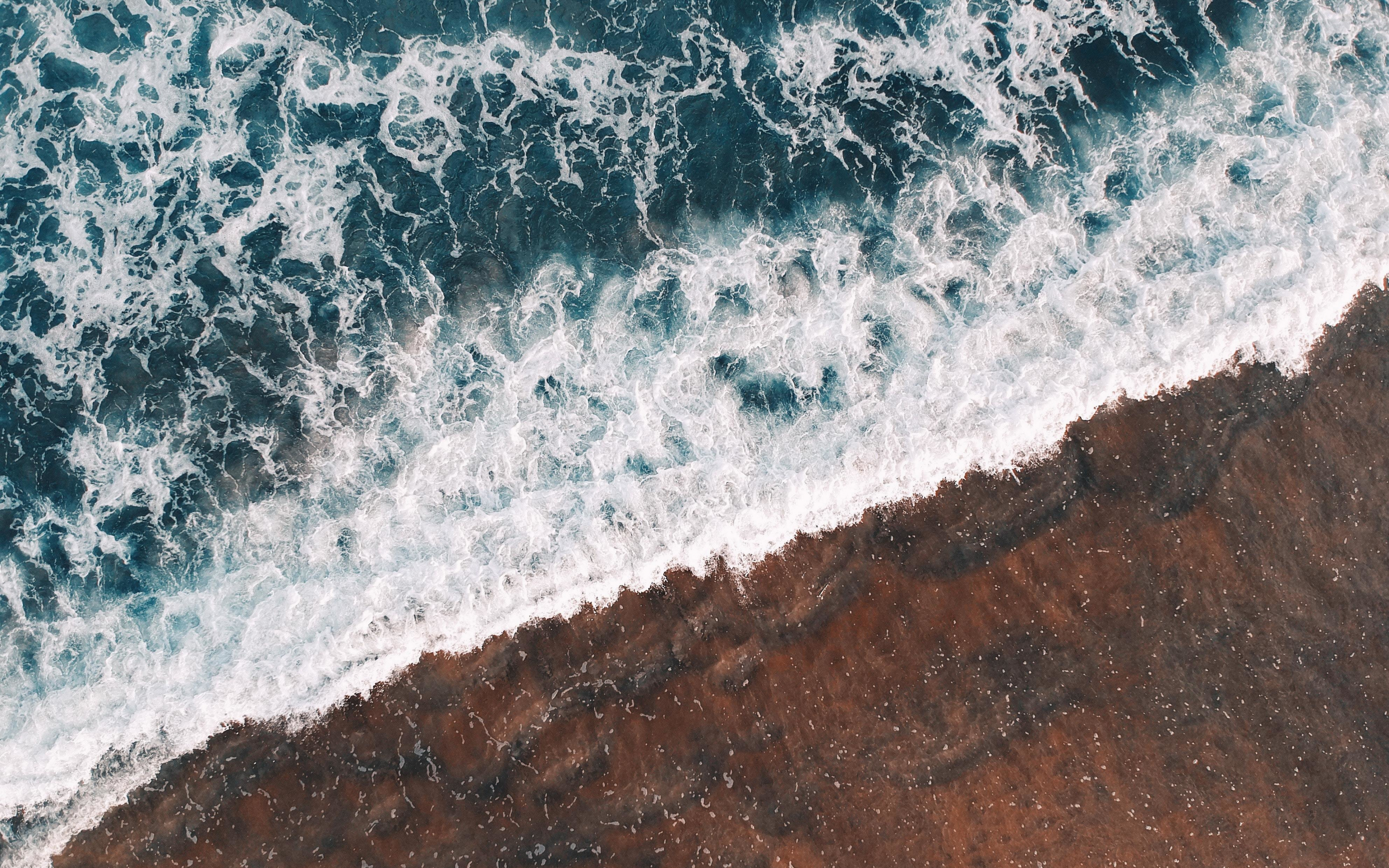 Aerial view, calm, sea waves, nature, 2880x1800 wallpaper