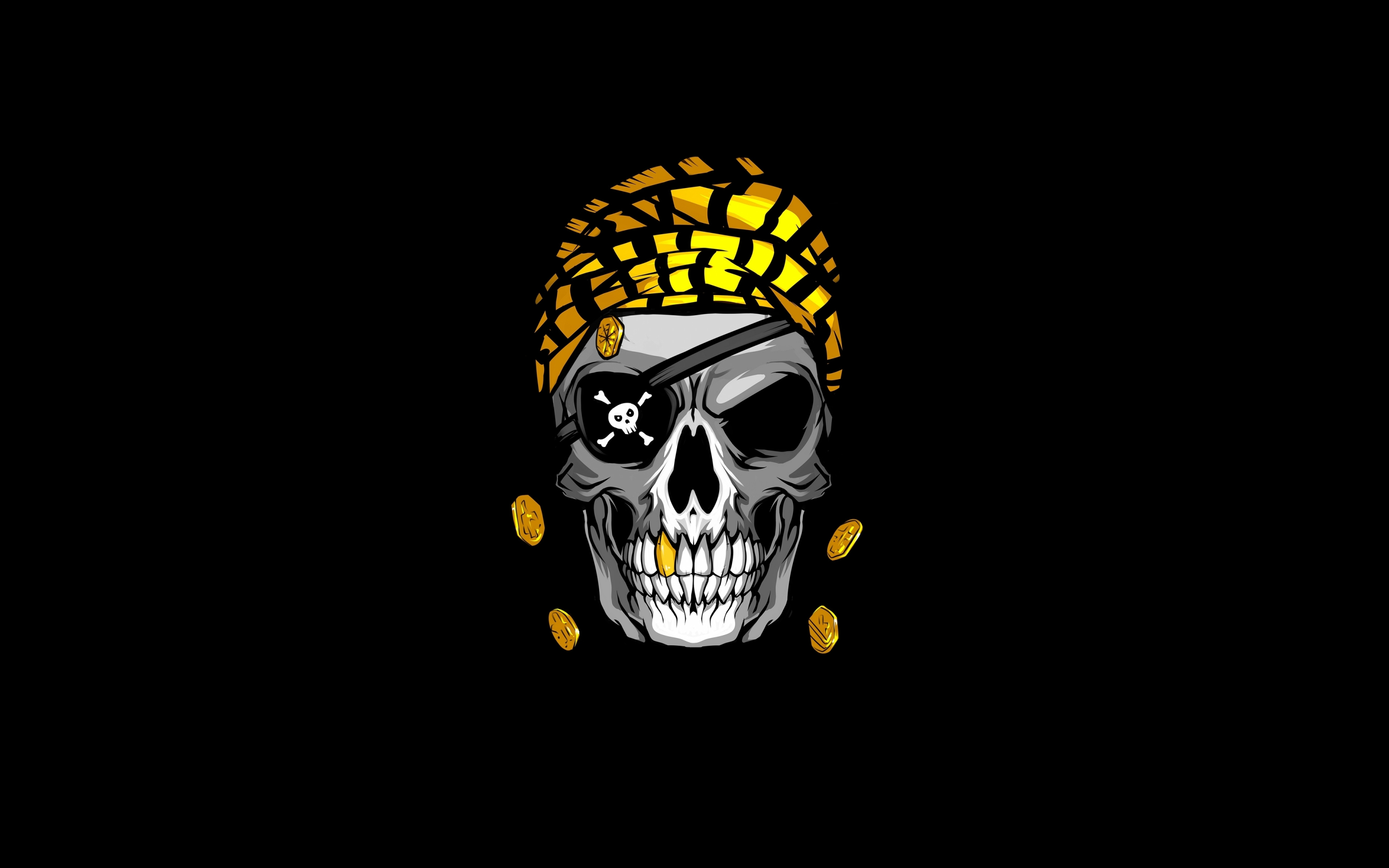 Pirate's skull, gold, 2880x1800 wallpaper