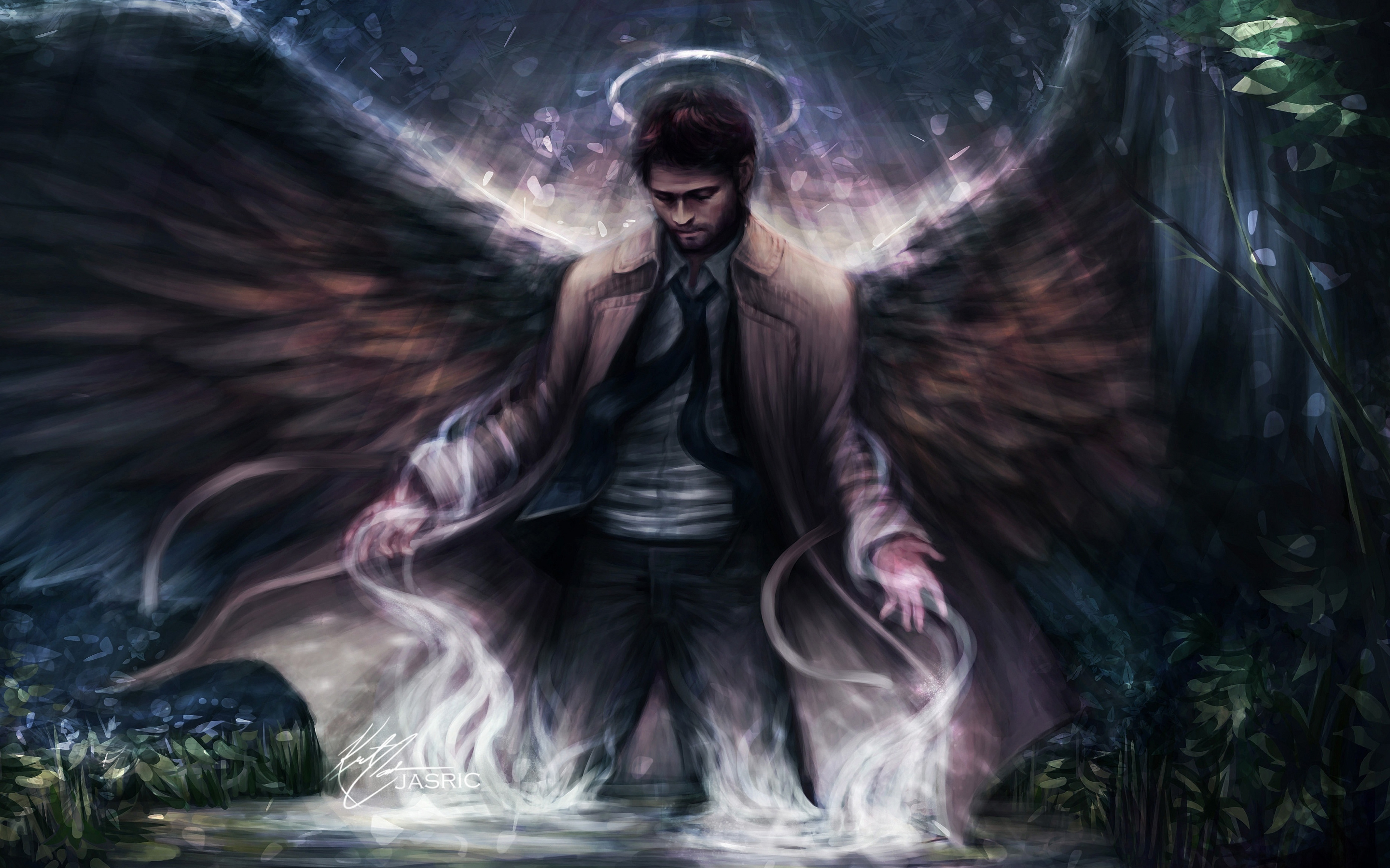 Angel, Castiel, Supernatural, fantasy, artwork, 2880x1800 wallpaper