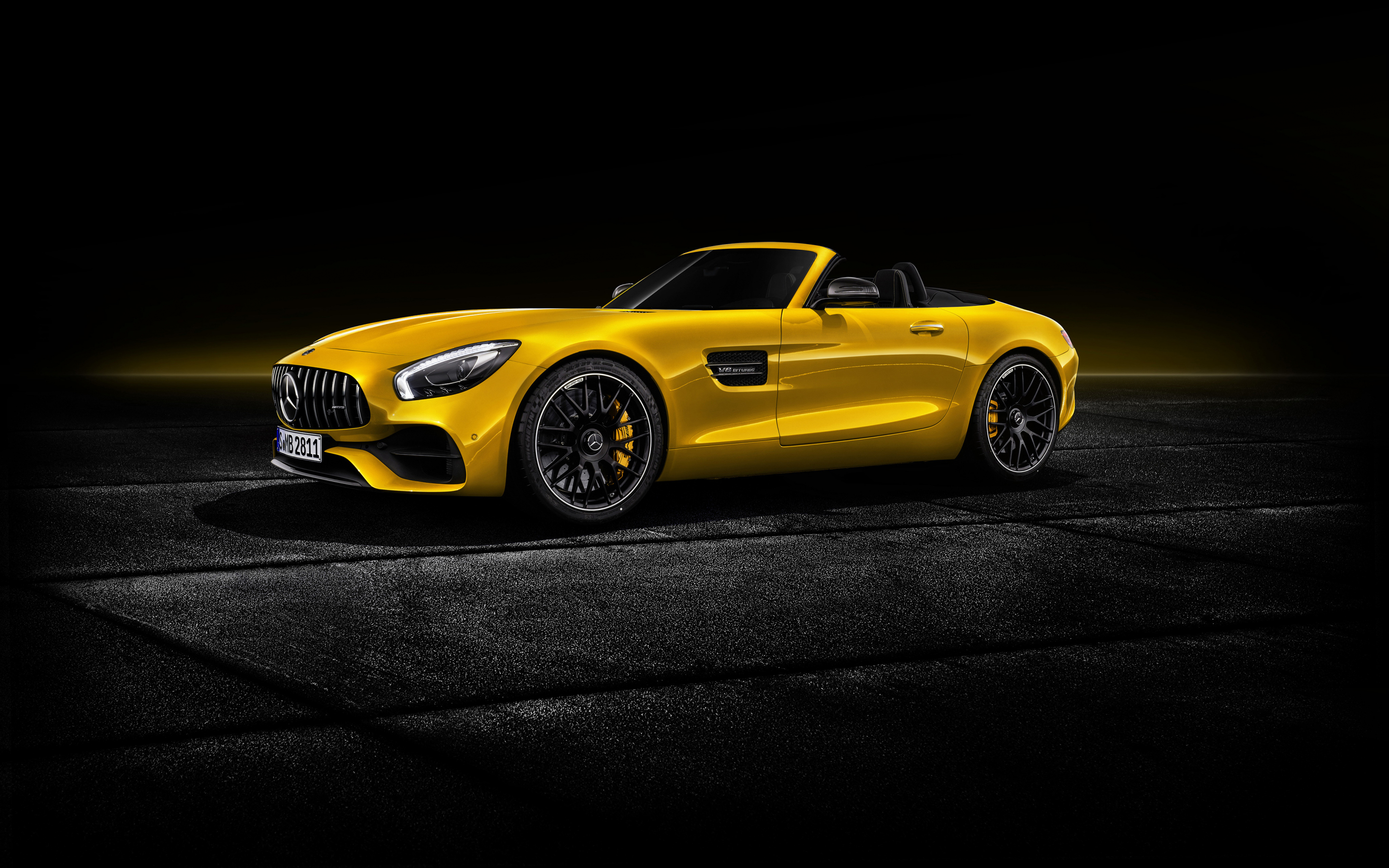 Mercedes-AMG GT S Roadster, side view, 2018, 2880x1800 wallpaper