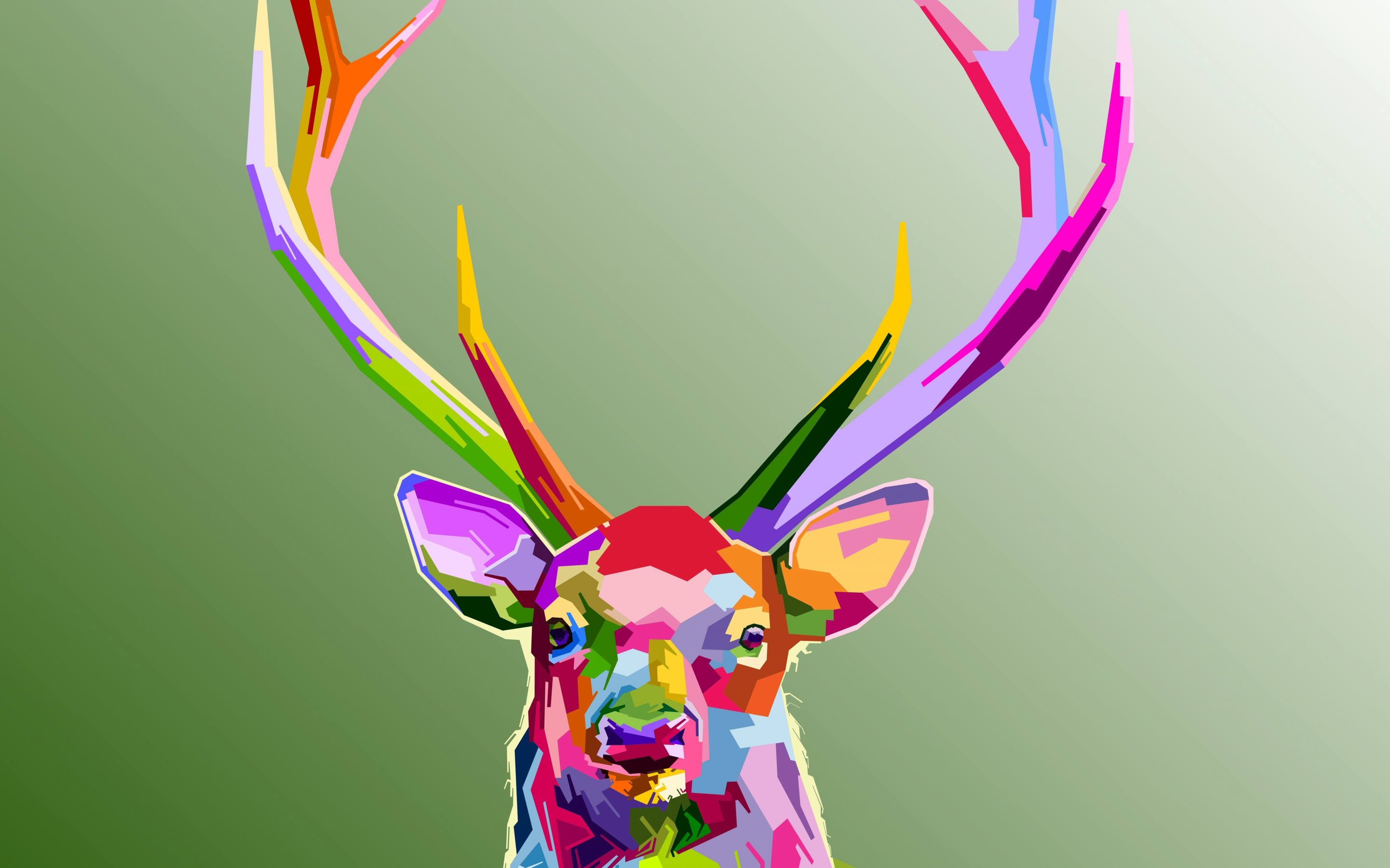 Reindeer, animal, muzzle, horns, colorful art, 2880x1800 wallpaper