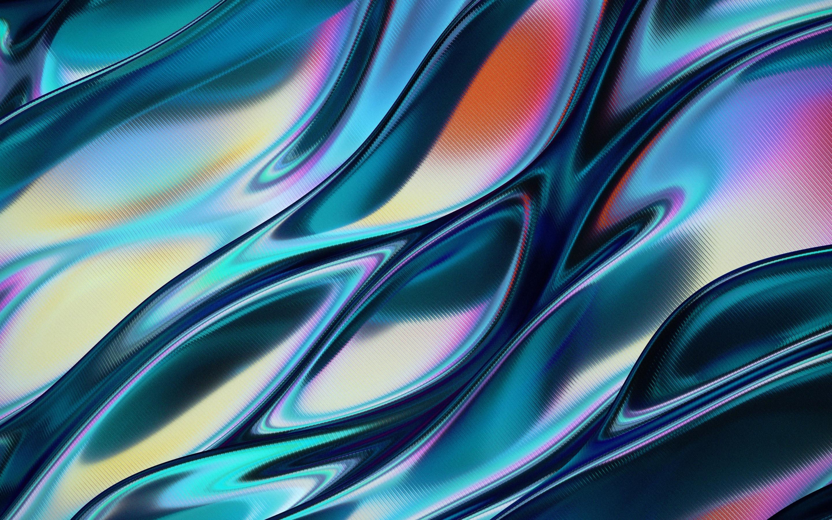 Wavy wrinkle pattern, abstraction, shine, 2880x1800 wallpaper