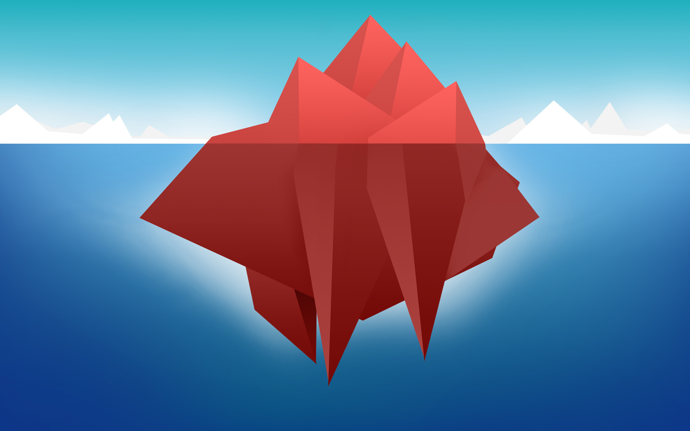 Red iceberg, submerged, artwork, 2880x1800 wallpaper