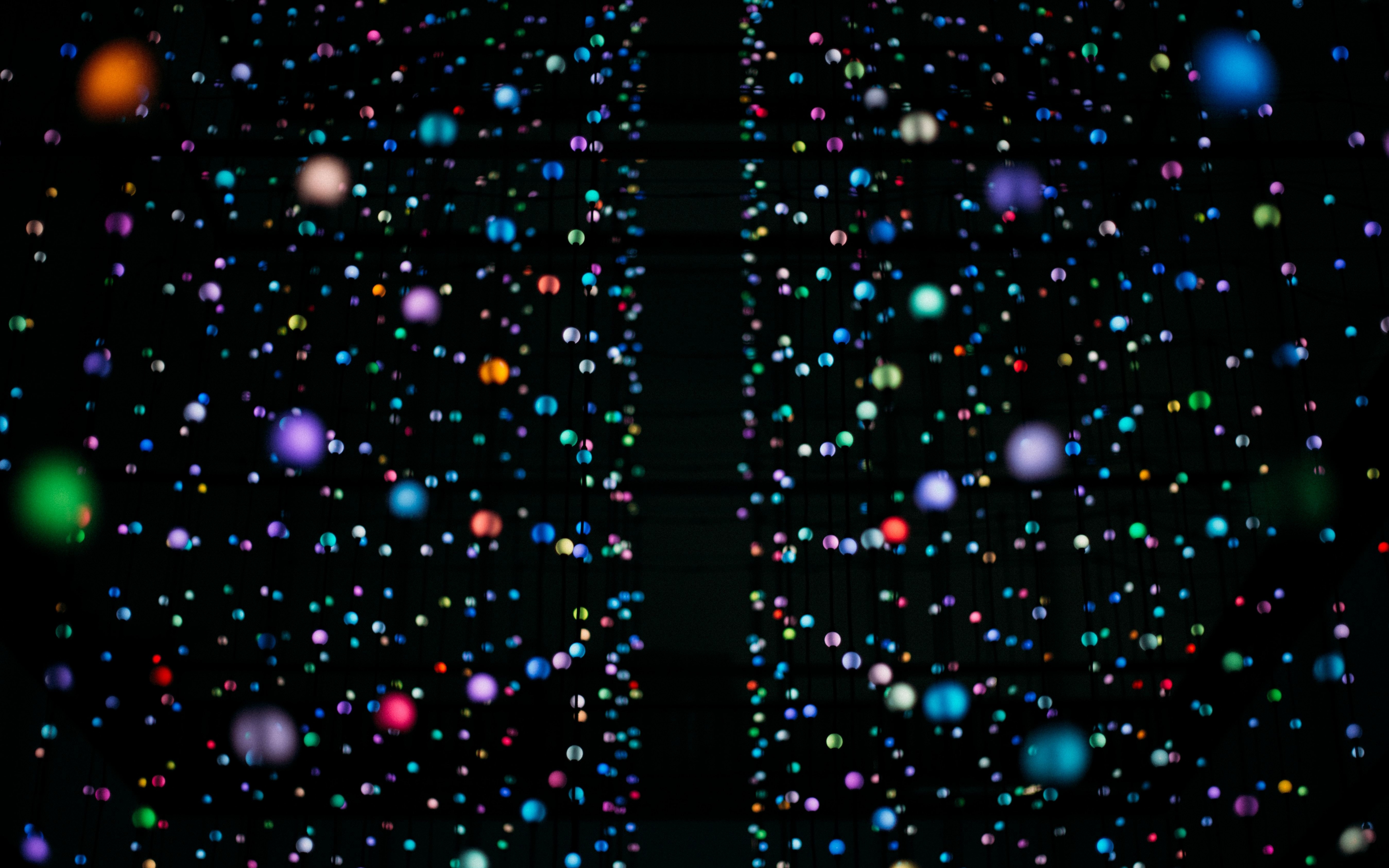Garland lights, decorations, celebrations, dark, 2880x1800 wallpaper