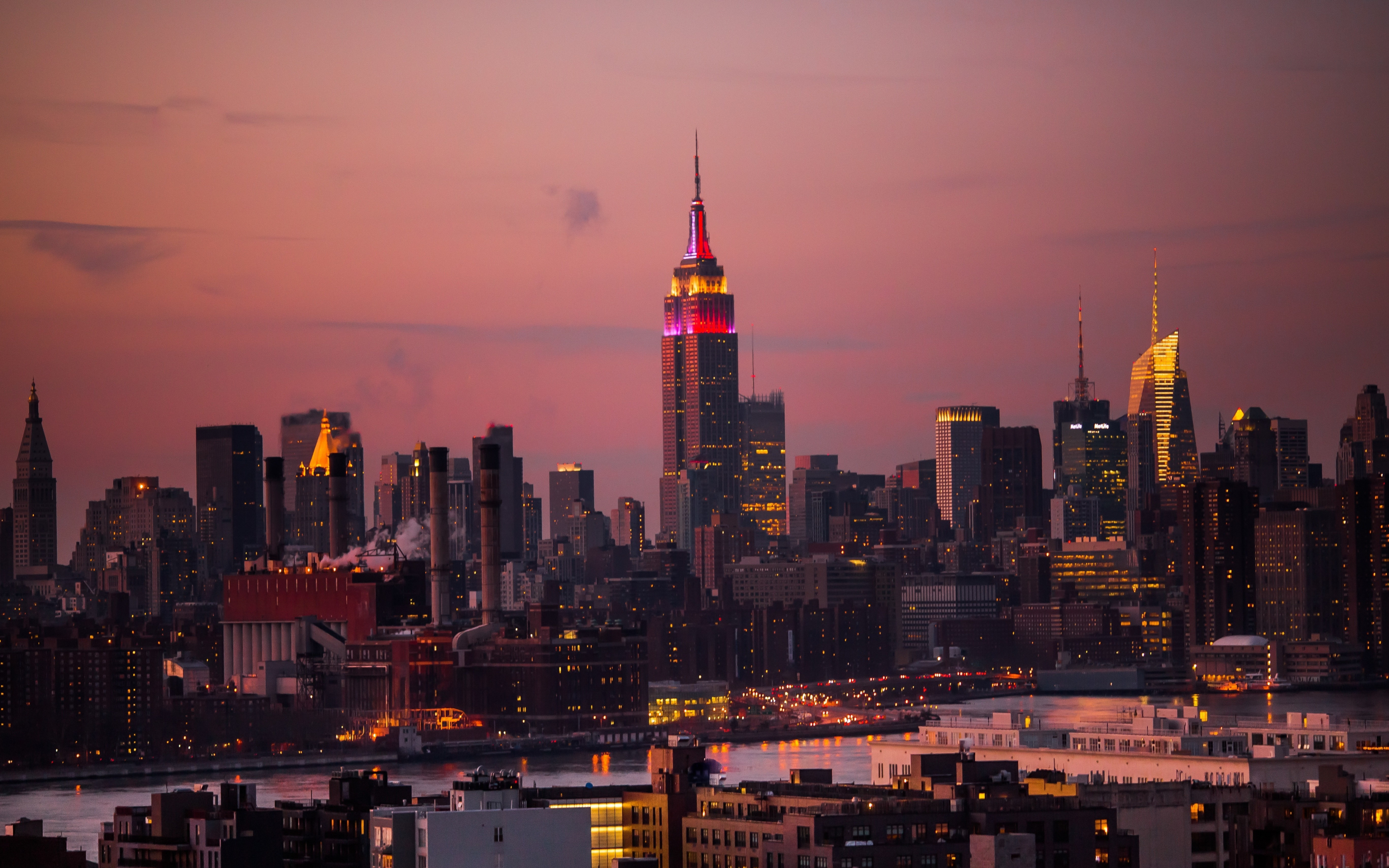 New york, sunset, Empire State Building, city, cityscape, buildings, sunset, 2880x1800 wallpaper