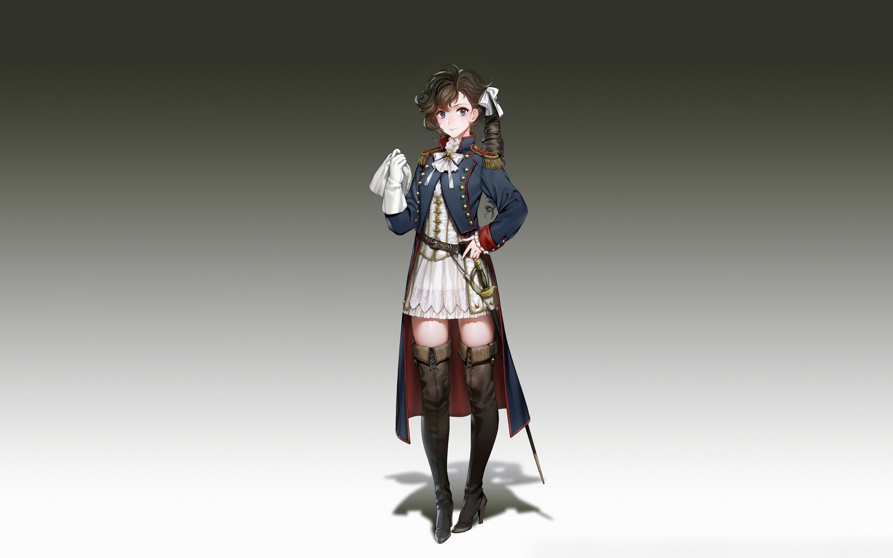 Military, anime girl, uniform, beautiful, 2019, 2880x1800 wallpaper