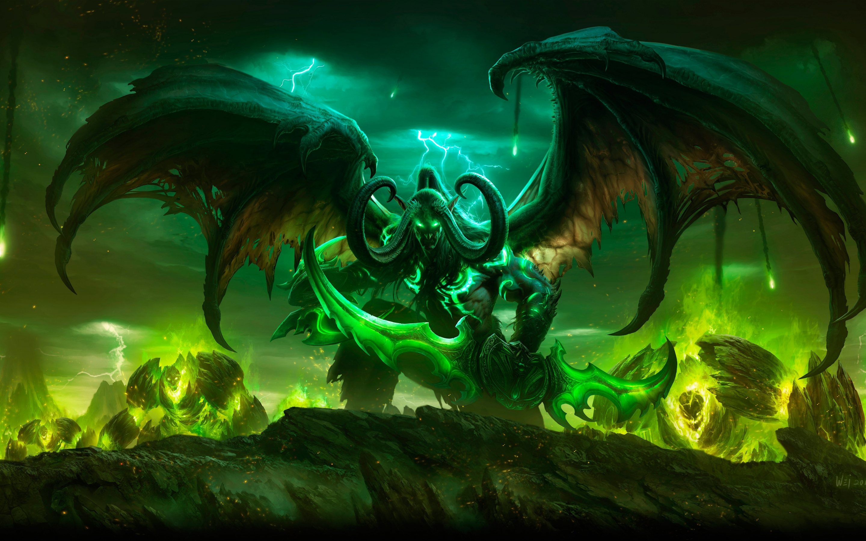 Illidan Stormrag, World of Warcraft: Legion, demon, online game, 2880x1800 wallpaper