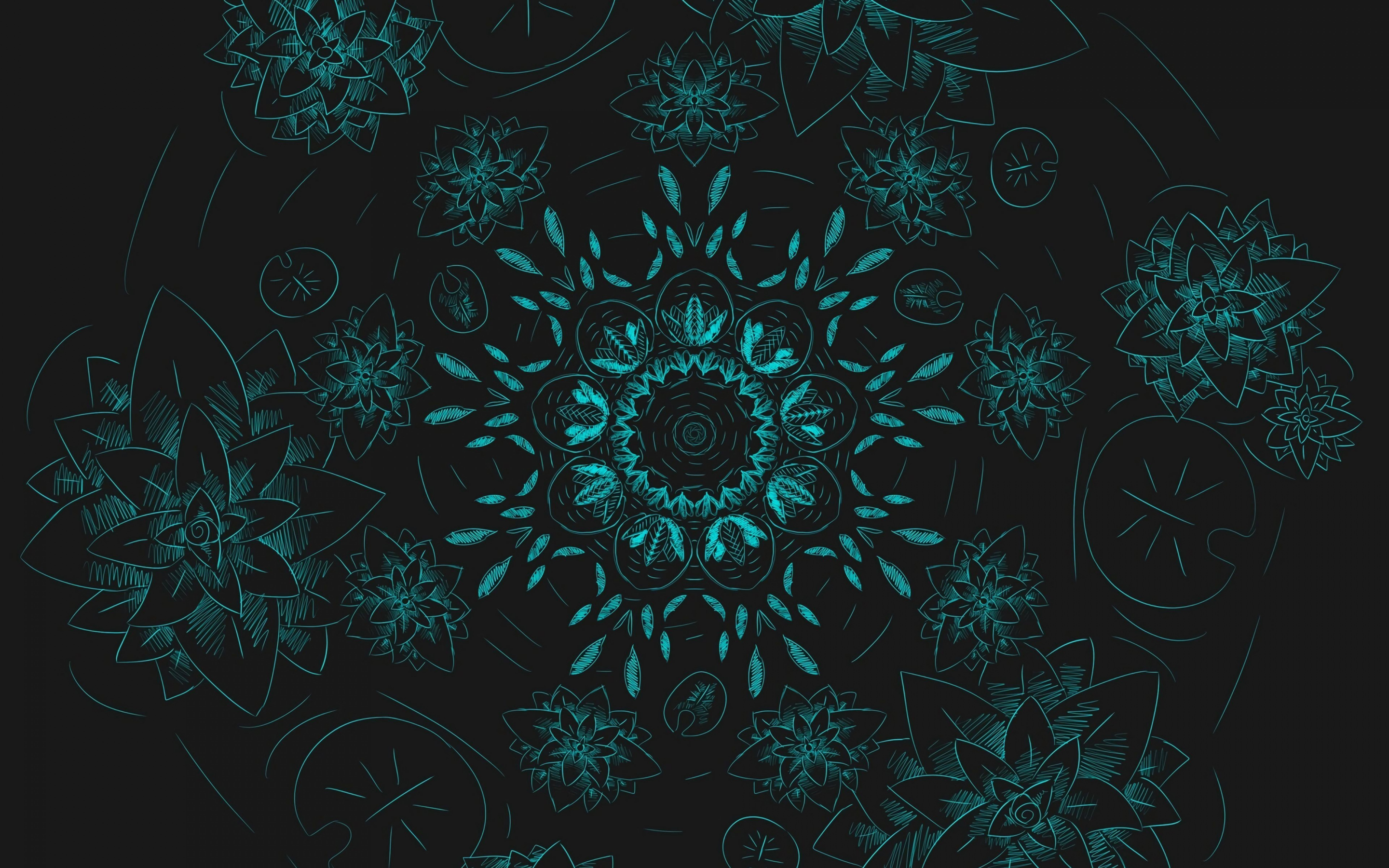 Green fractal pattern, floral, abstraction, 2880x1800 wallpaper